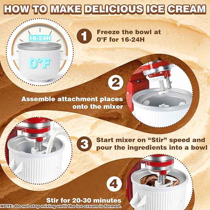 Ice Cream Maker Attachment for KitchenAid Stand Mixer, Compatible with KitchenAid 4.5/5QT/6QT accessories and attachments, 2 Quart for kitchenaid mixer attachments Frozen Yogurt/Gelato Maker
