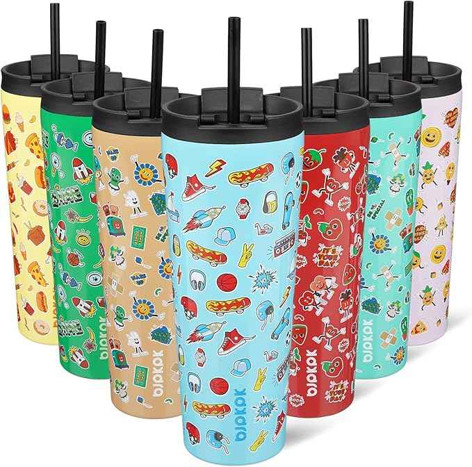 BJPKPK 26oz Insulated Tumbler With lid And Straw Stainless Steel Tumblers Travel Coffee Mug Reusable Thermal Cup,Playground