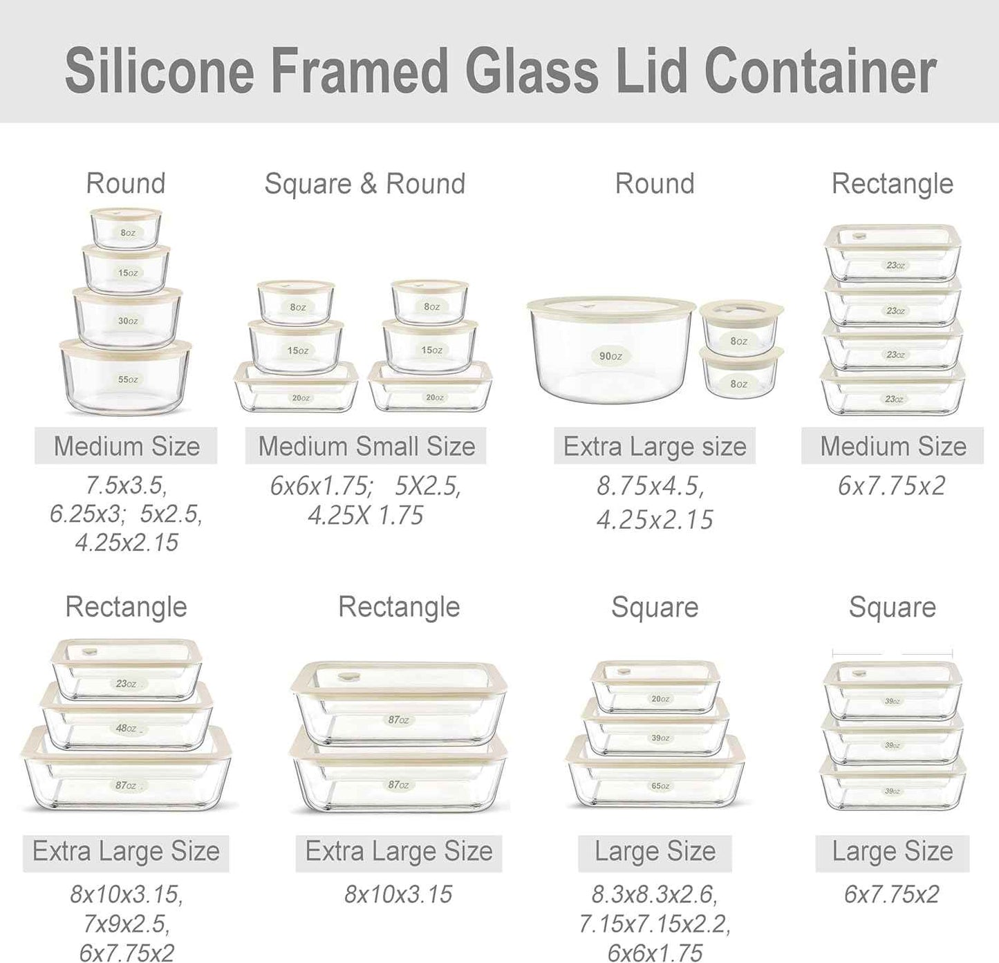 Urban Green Glass Food Container Set with Glass Lid, 3 Pack, Meal Prep Containers with Silicone Framed Airtight Lid, Leakproof, 100% Plastic Free,