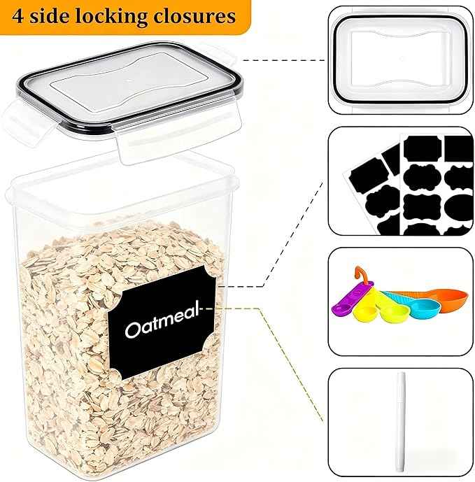 28 Pack Airtight Food Storage Containers with Lids, BPA Free Clear Pantry Storage Container for Kitchen Food Pantry Organizers and Storage, Plastic Pantry Organiser for Cereal,Flour and Sugar