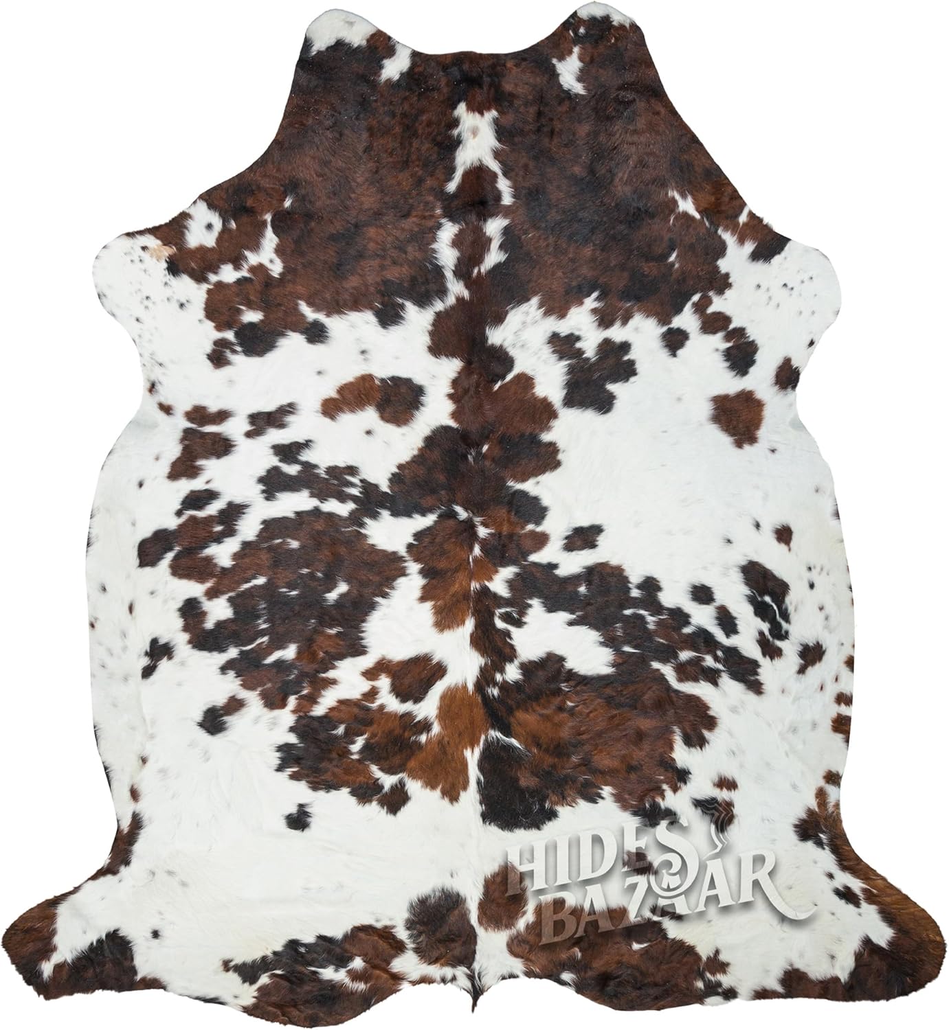 Light Tricolor Cowhide Rug Premium Cowhides Leather with Mixed White, Brown & Black Color Pattern - Natural Cowhide Rug for Office & Home Decor - Cow Hide Rugs 6x6-7 ft