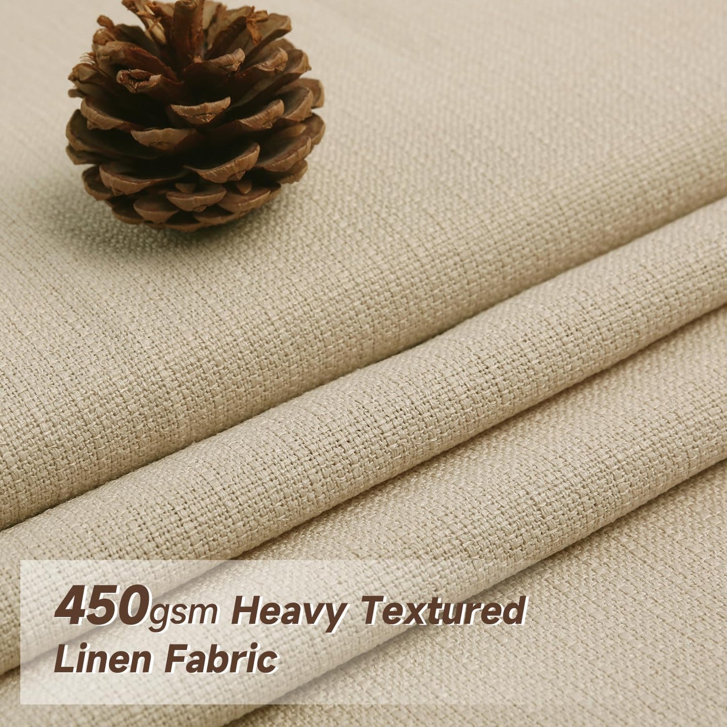 Lirien Pinch Pleated Blackout Curtains for Living Room Bedroom,100% Blackout Linen Textured Double Layer Drapes with Rings & Hooks,2 Panels Set,Oatmeal,45" W x 84" L