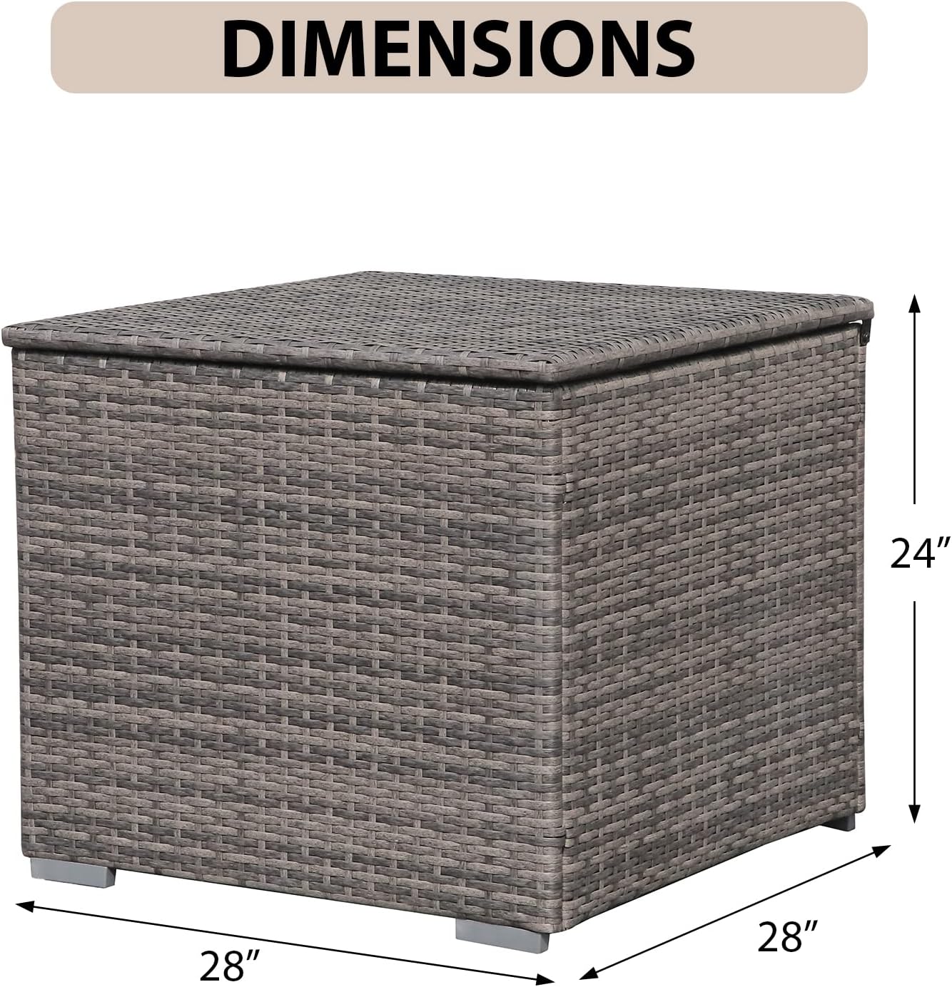 Super Patio Outdoor Patio Storage Box Waterproof, Wicker Storage Bin Deck Box for Cushions, Garden Tools, 88 Gallon, Gray