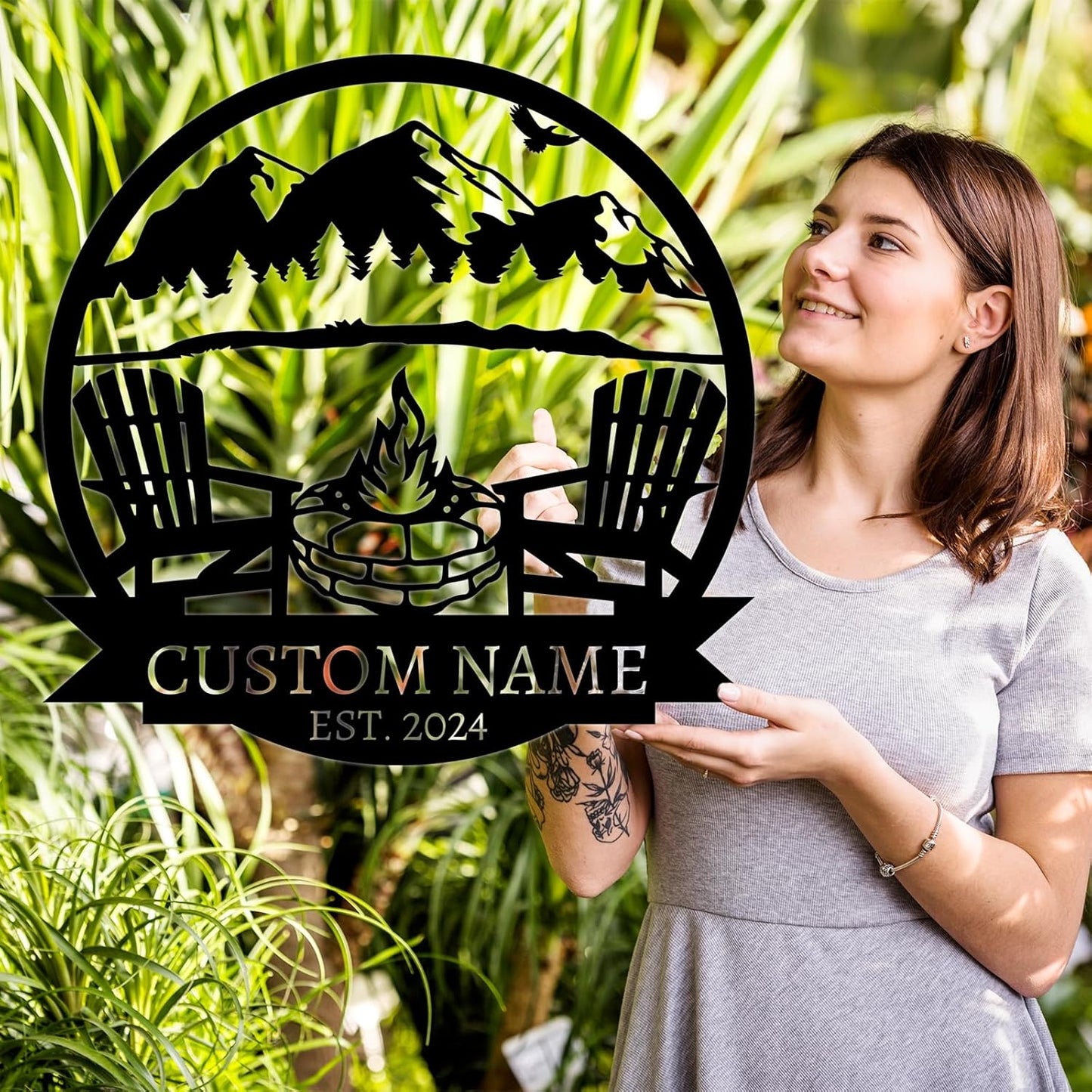 Personalized Camping Signs | Custom Metal Sign | Custom Mountain Campfire Sign | Custom Signs Outdoor Metal | Family Name Sign | Personalized Campfire Name Sign | Metal Wall Art | Camping Signs