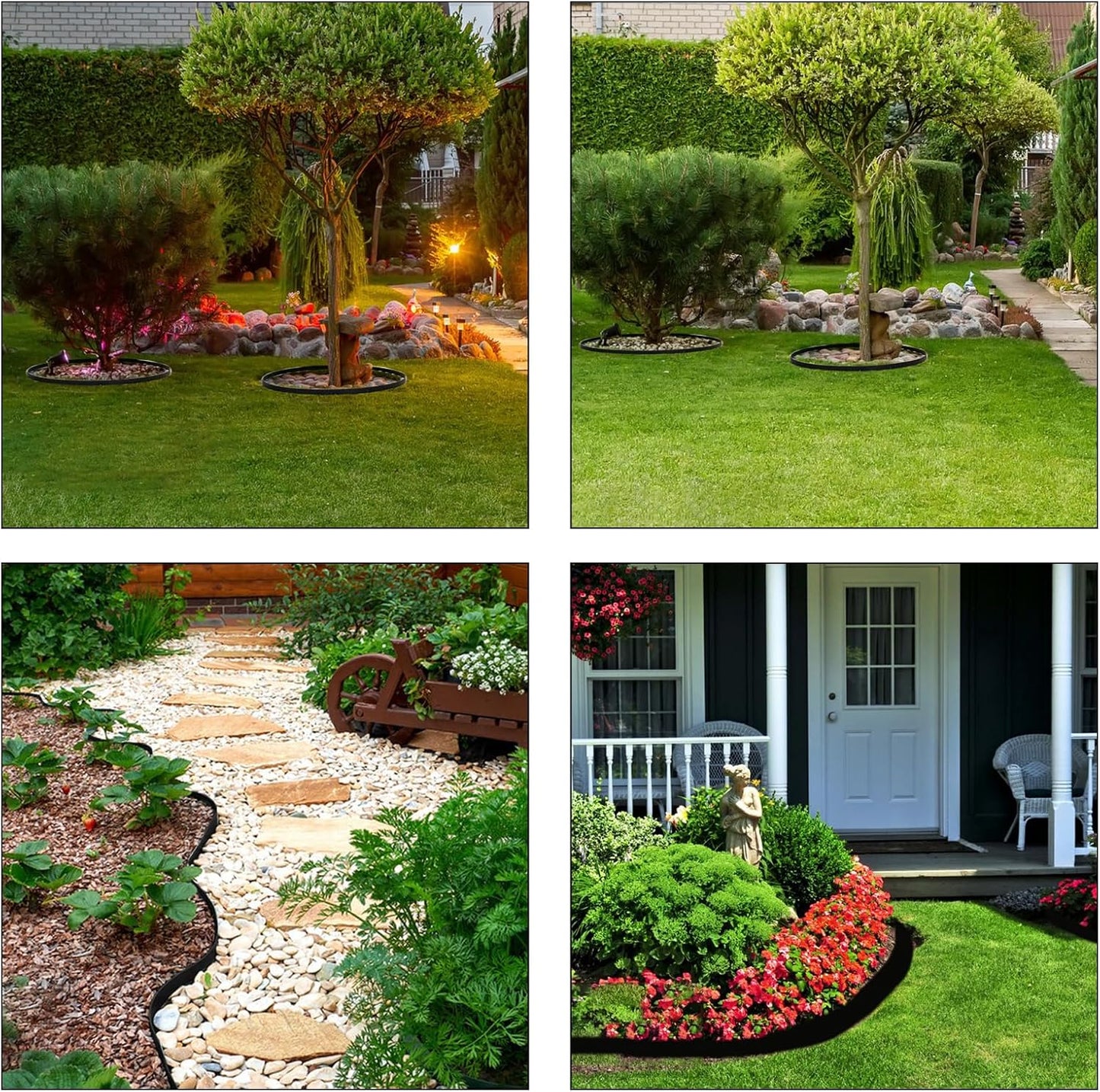 Landscape Edging 66ft, 2IN Tall Garden Edging with 60pcs Archoring Spikes, Flexible Lawn Edging Borders Kits, Plastic Edging for Landscaping, Garden Fence, Flower Beds, Paving Edging, Black