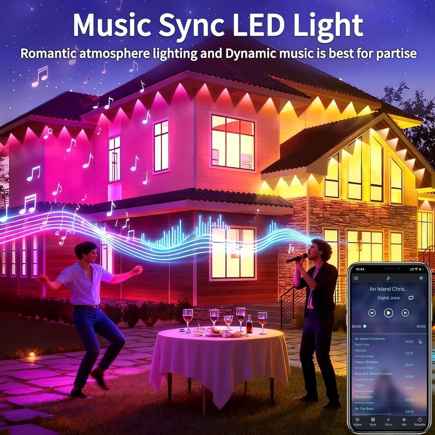 300FT Permanent Outdoor RGB Lights,IP67 Waterproof Smart LED Eaves Lights with App/Remote Control,for Christmas and All Holiday Decor,Daily and Accent Lighting,House Roof and Garden Lighting