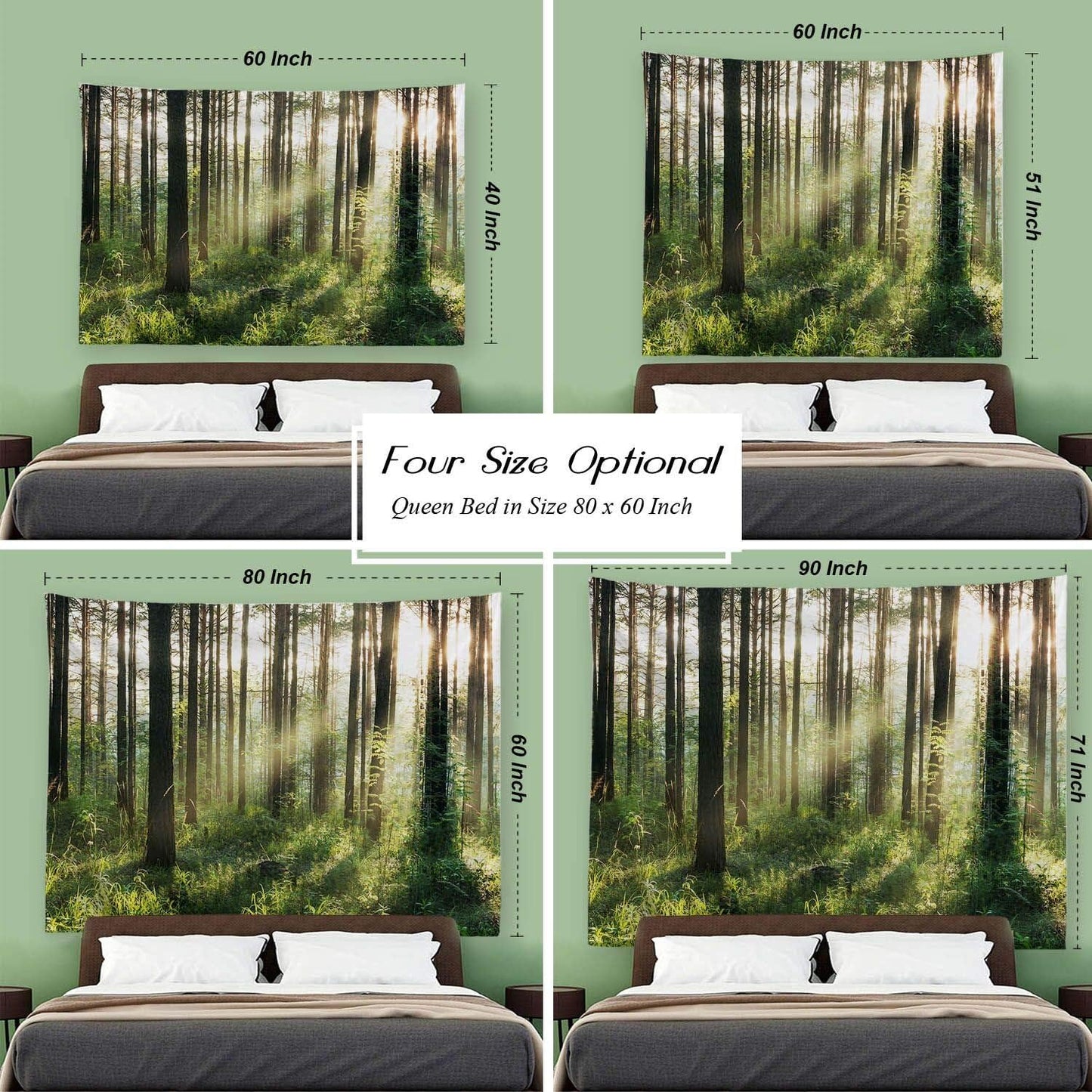 PROCIDA Forest Tree Tapestry Wall Hanging for Bedroom Living Room 60" W x 40" H
