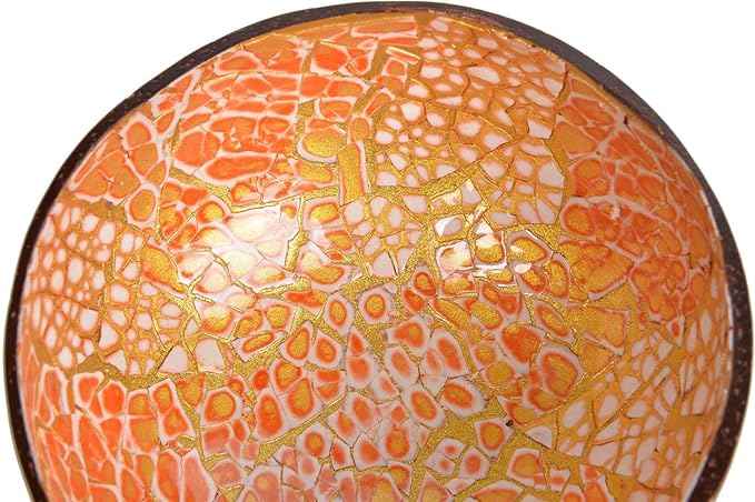 ChezMax Natural Coconut Bowl Mother of Pearl Inlaid Shell Bowls Key Bowl for Entryway Table Candy Container Nuts Holder Fruits & Dry Snack Storage Bowl Round Handcrafted Bowl for Decoration