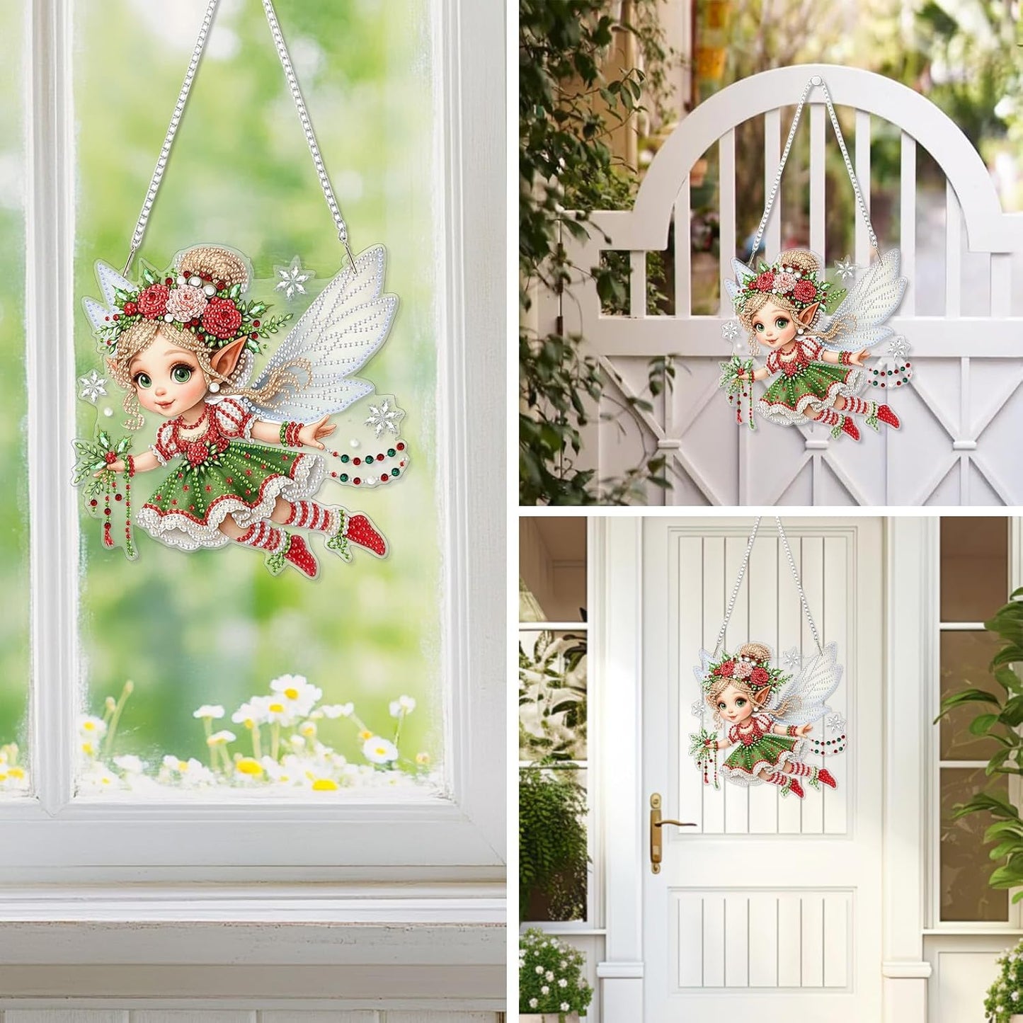 EOBROMD Diamond Hanging Art Kits for Adults, Diamond Art Painting Fairy Window Pendant Kits Suncatchers, DIY Special Shaped Rhinestone Adults, Home Wall Decor