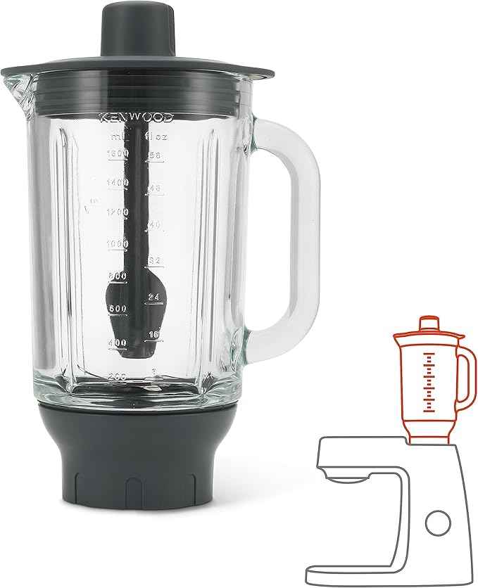 Kenwood KAH359GL Blender Attachment for Kenwood Kitchen Machines Glass and Black