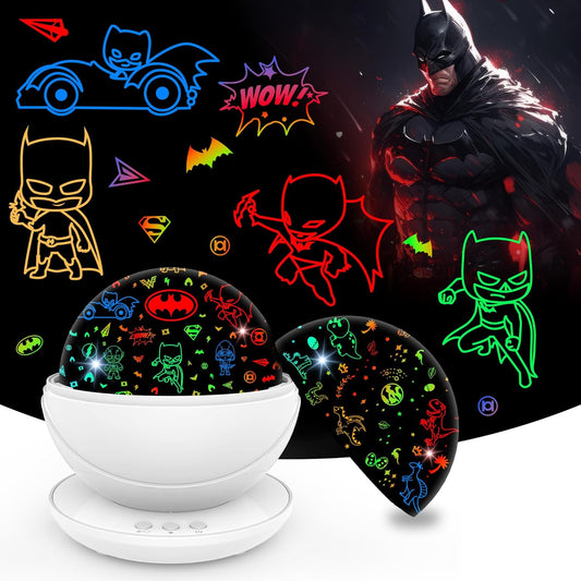 Batman Night Light Projector for Boy,Kids Night Lights with Batman and Dinosaur Theme,360 Degree Rotation,15 Mode Color Changing,Birthday Gift Toys