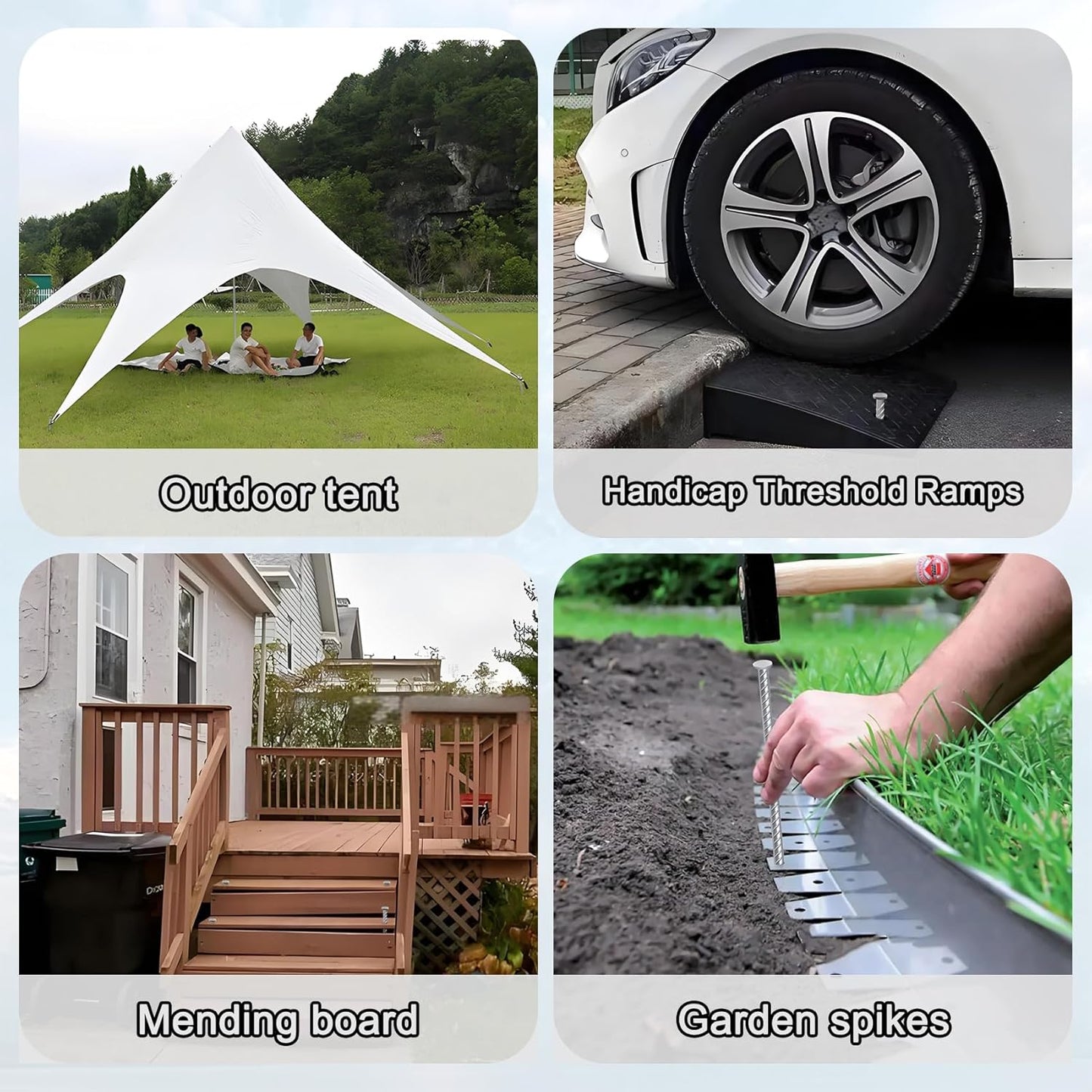 VVOKGO 16 Inch Rebar Stakes Metal Asphalt Anchoring Spikes Ground (12pcs), 1/2 Inch Diameter Galvanized Landscape Anchors Heavy Duty for Speed Bump, Handicap Threshold Ramps, Parking Limits Curb, Tarp