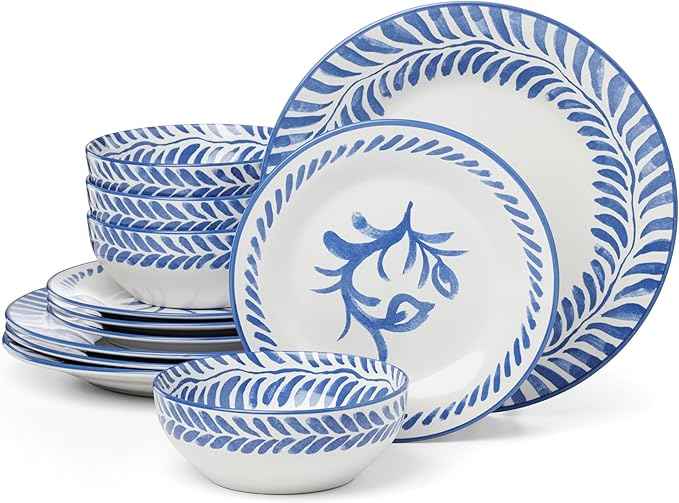 Oneida Dinnerware Set, Solear Blue 12-Piece Set, Service For 4, Stoneware Material, Dishwasher And Microwave Safe, Home And Kitchen, Kitchen And Dining, Dinner Plates And Bowls Sets (Blue, 12 Pieces)