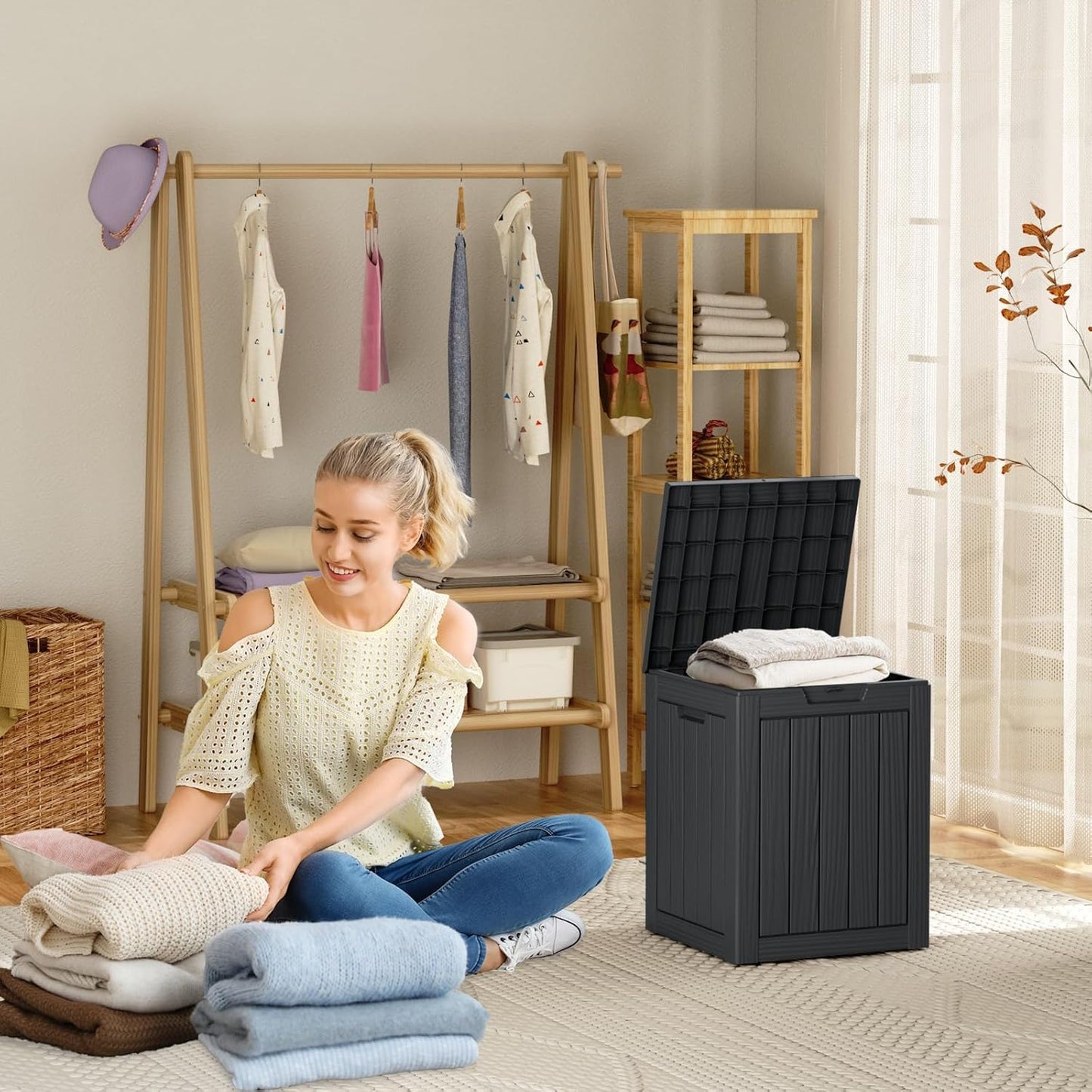 DRATO Deck Boxes, 28 Gallon Outdoor Storage Box for Patio Cushion, Sports Equipment, Garden Tools, Waterproof and UV Resistant, Lockable Black