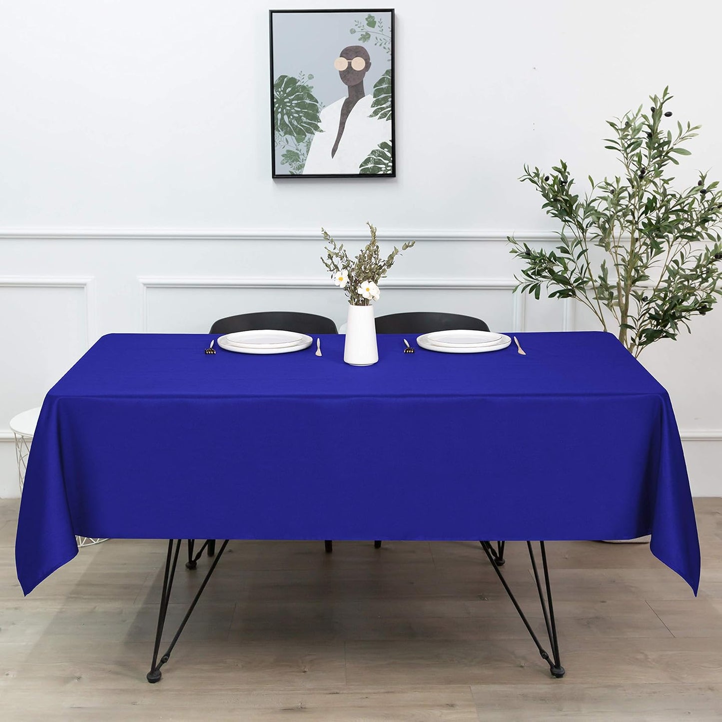 sancua Rectangle Tablecloth - 54 x 78 Inch - Stain and Wrinkle Resistant Washable Polyester Table Cloth, Decorative Fabric Table Cover for Dining Tables, Buffet Parties and Camping, Blue
