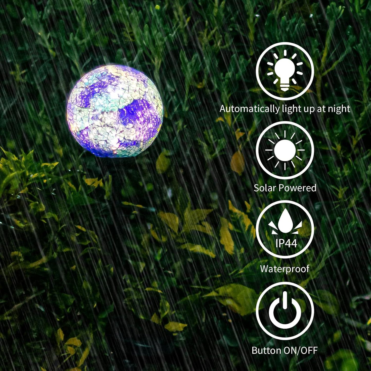 VCUTEKA Solar Lights Outdoor Decorative - Mosaic Solar Garden Stakes Light Waterproof LED Light for Landscape Lawn Patio Yard Decoration, Blue, 1 Pack