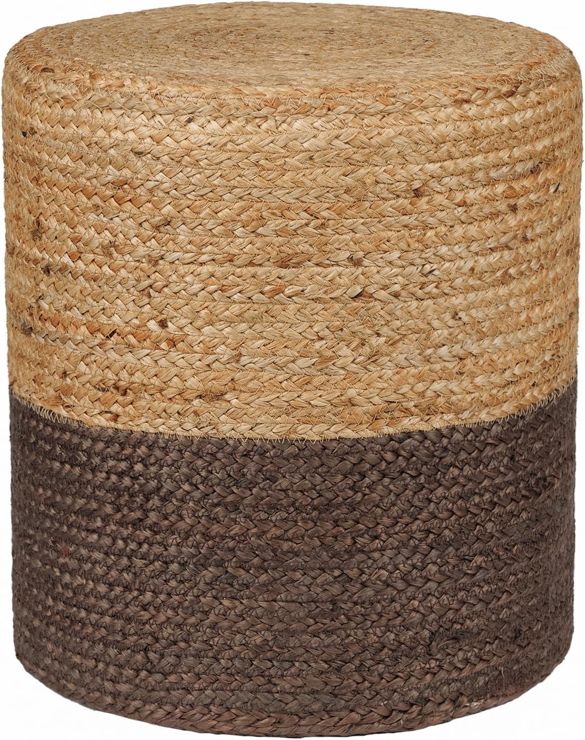 REDEARTH · Cylindrical Pouf Foot Stool Ottoman - Jute Braided Pouffe Poof Accent Sitting Footrest for The Living Room, Bedroom, Nursery, Patio, Lounge & Other Rooms (14.5”x14.5”x16”; Natural Acorn)