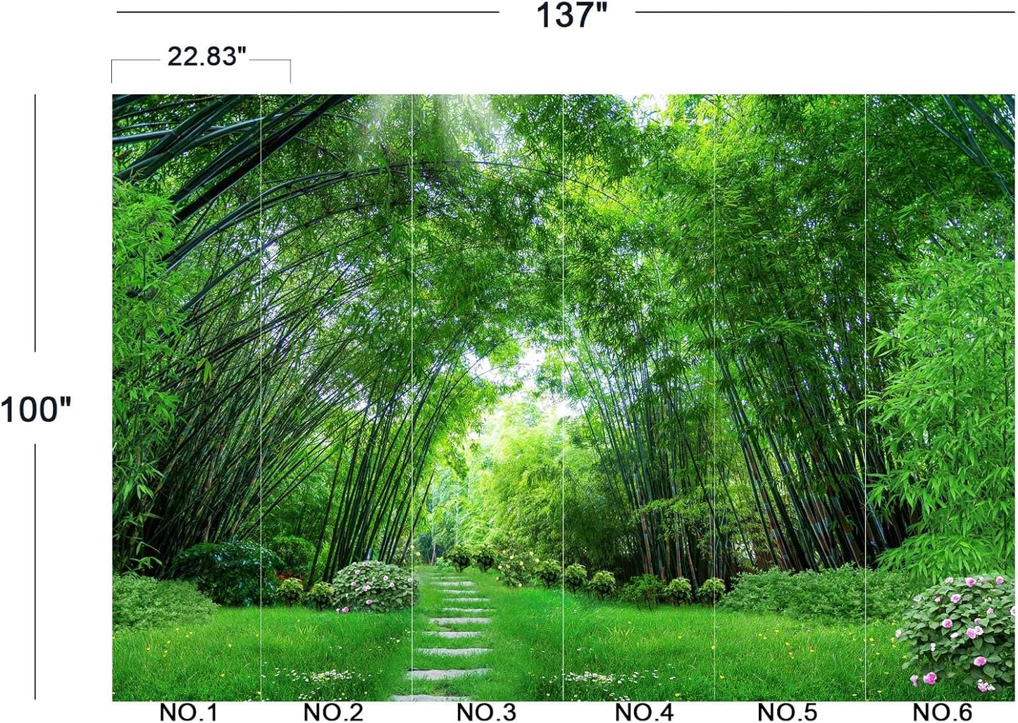 Green Bamboo Forest Wall Mural Wallpaper for Bedroom 137" x 100"
