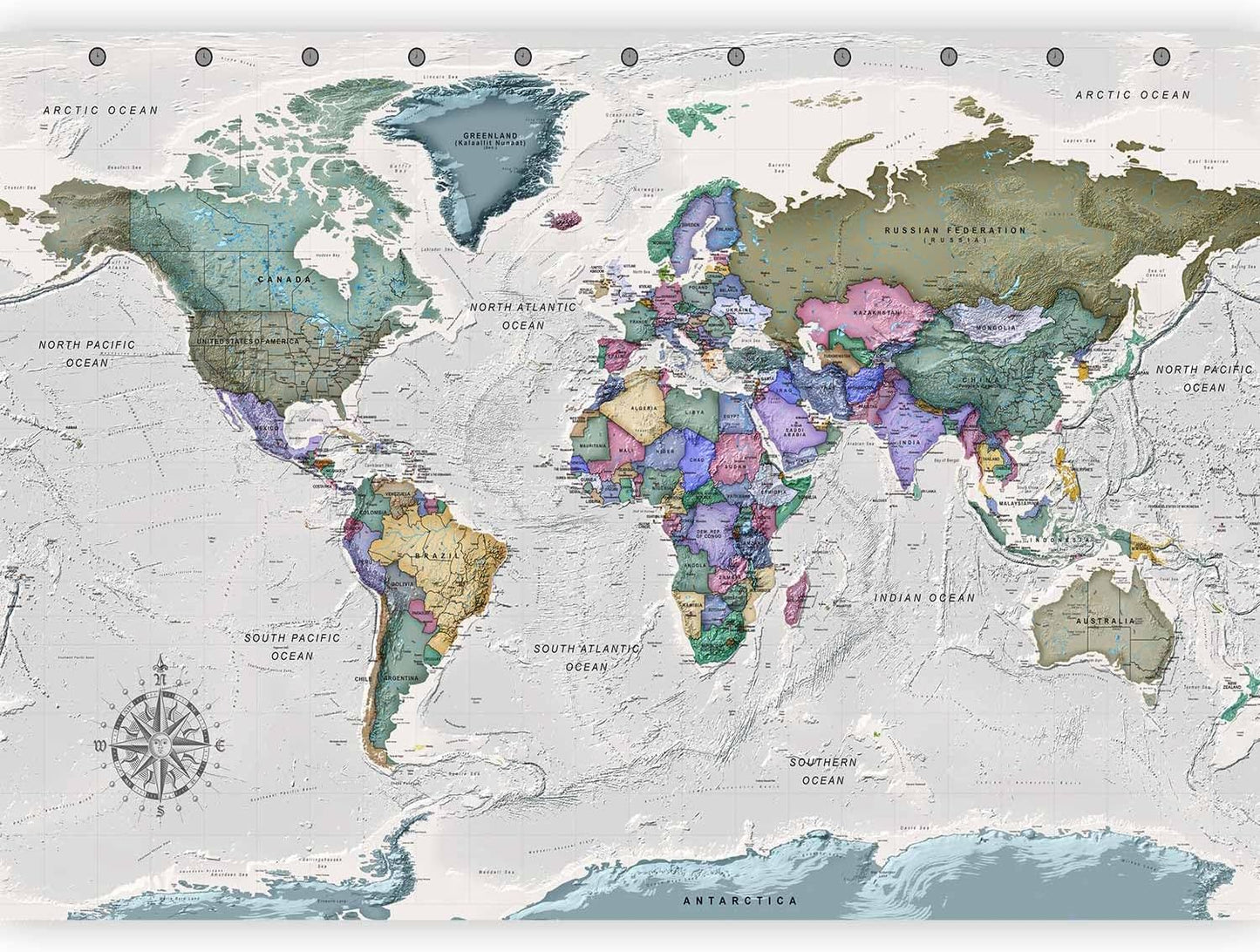 artgeist Wall Mural World Map 116x83 in - XXL Peel and Stick Self-Adhesive Wallpaper Removable Large Sticker Foil Wall Decor Print Picture Image Design Map of The World k-A-0380-a-a