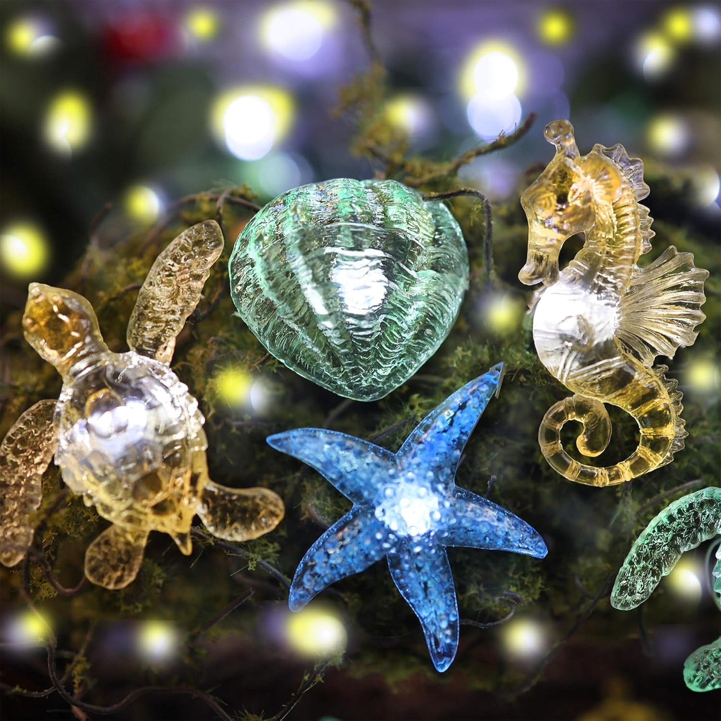 Ocean Theme String Lights Indoor Nautical Décor-USB or Battery Operated 10ft 30 LED Sea Horse Starfish Shell Décor- Twinkle Fairy Lights for Bedroom Patio Beach Wreath Christmas Decoration