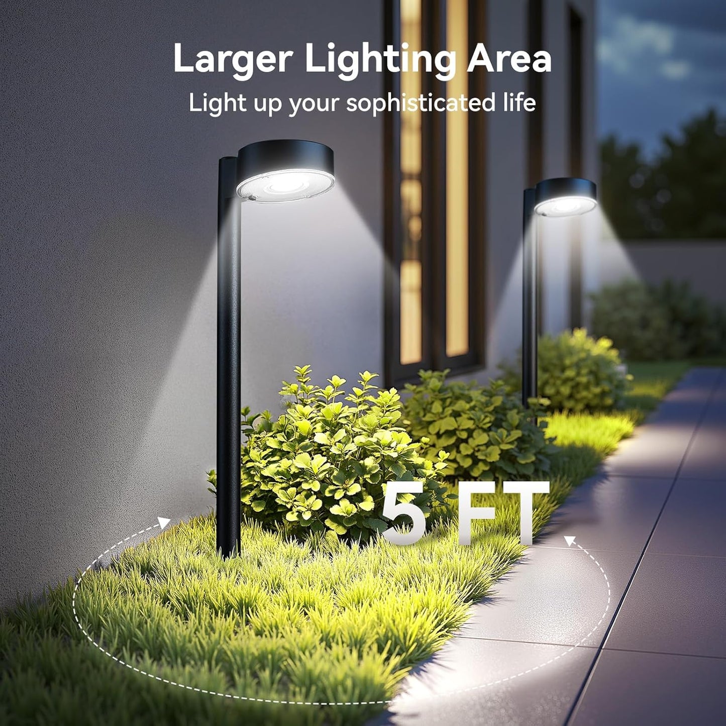 8 Pack Solar Pathway Lights Outdoor, 12 Brighter LED Solar Lights Outdoor Waterproof, Up to 12 Hrs Modern Path Light for Yard Garden Walkway Driveway Lawn, Cool White