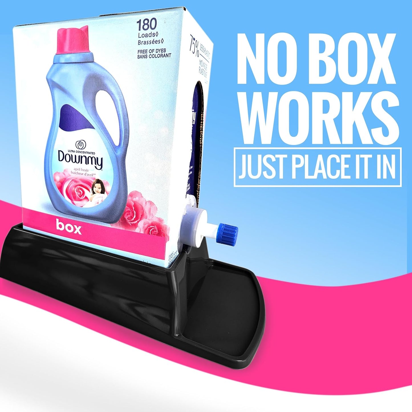 Skywin Laundry Detergent Holder For Eco Box Laundry Soap Dispenser - with Easy-to-Store Package - Less Plastic Liquid Detergent Dispenser (Black)