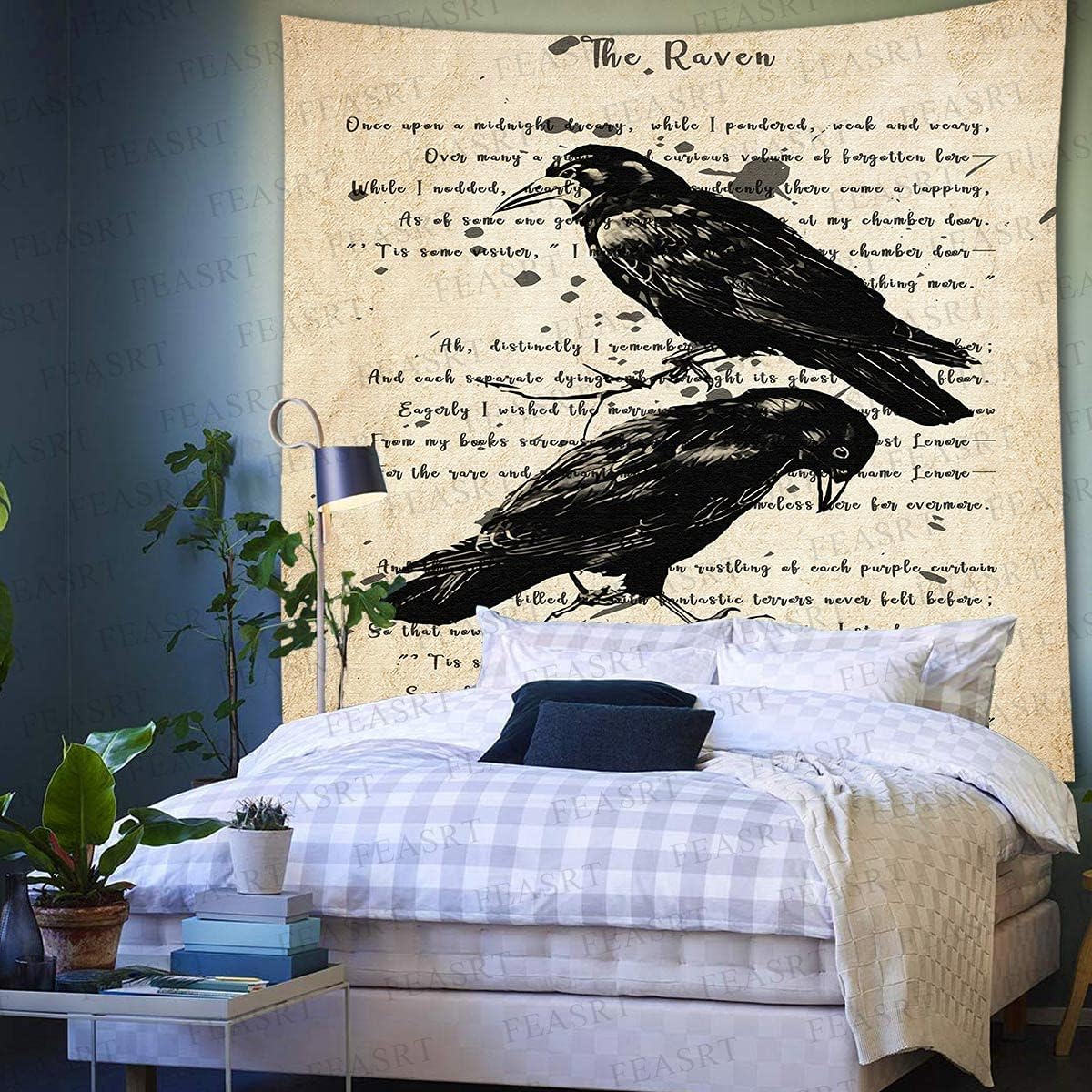 The Raven Tapestry Gothic Rustic Home Wall Tapestry, Large 90x100 Inches Soft Flannelette, Upgrading Dictionary Art Wall Hanging for Home Dorm GTQQAY1542