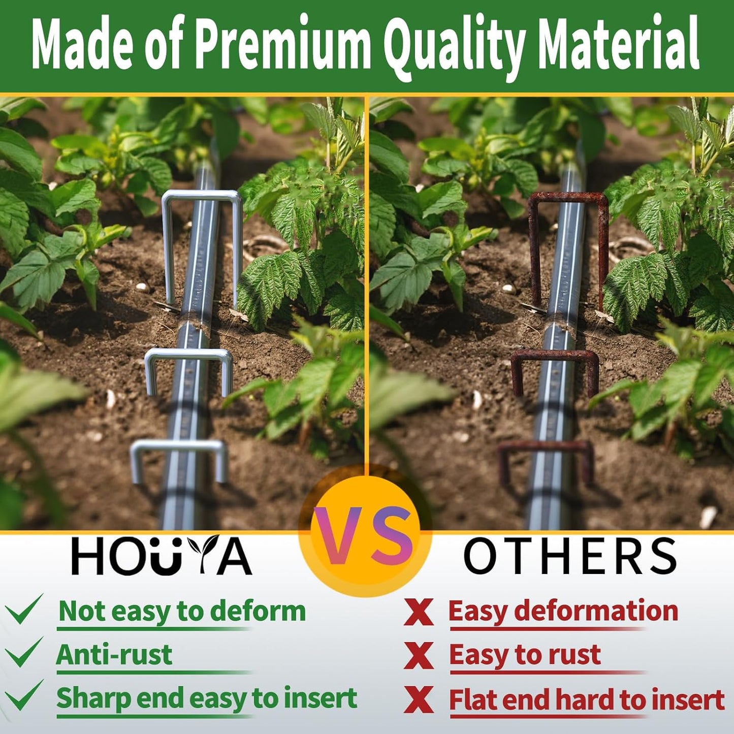 50 Pack Landscape Staples 4 Inch 12 Gauge Garden Stakes Galvanized Garden Staples Pins Anti-Rust Ground Stakes for Weed Barrier, Irrigation Tubing, Yard Lawn, Landscape Fabric