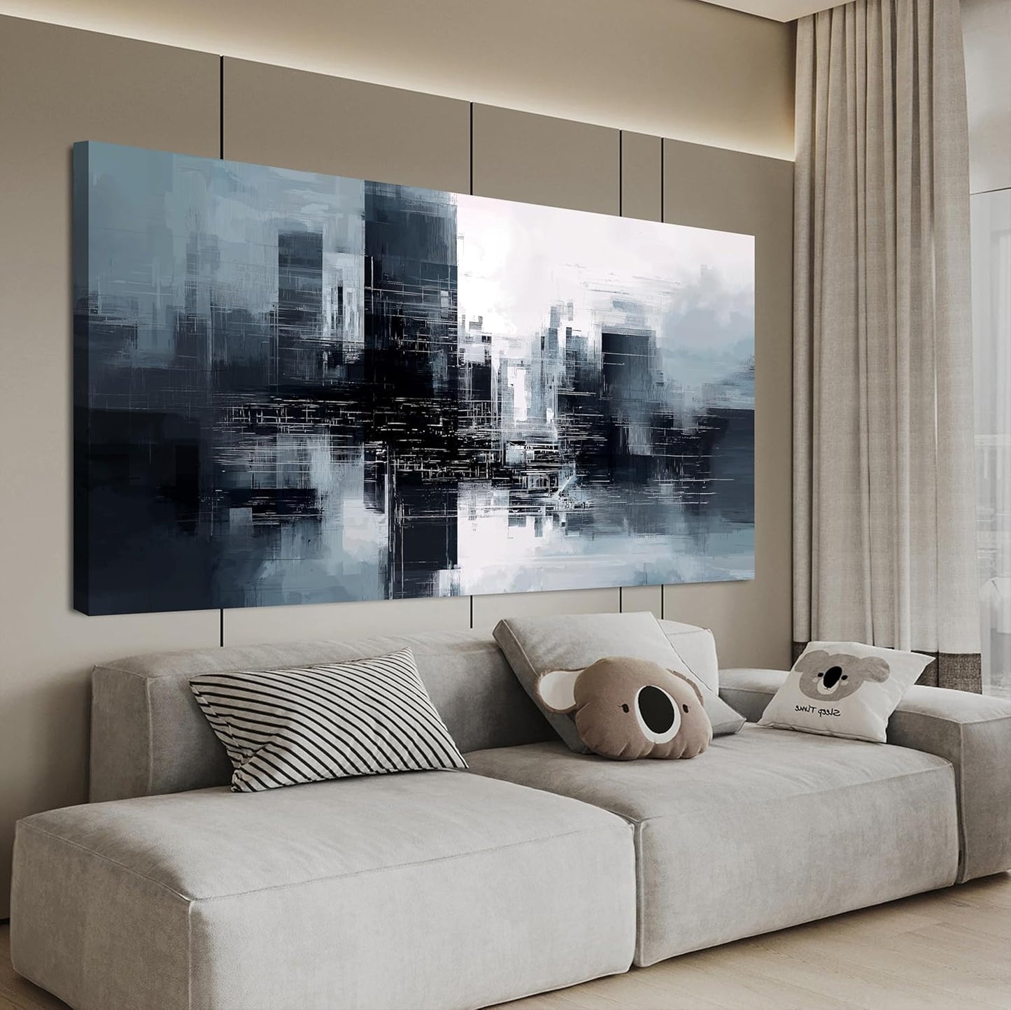 Abstract Canvas Wall Art Decorations Black and White Oversized Wall Art Canvas Modern Abstract Wall Art Prints Decor Pictures For Bedroom wall pictures For Living Room Office Wall Decor 29" X 58"