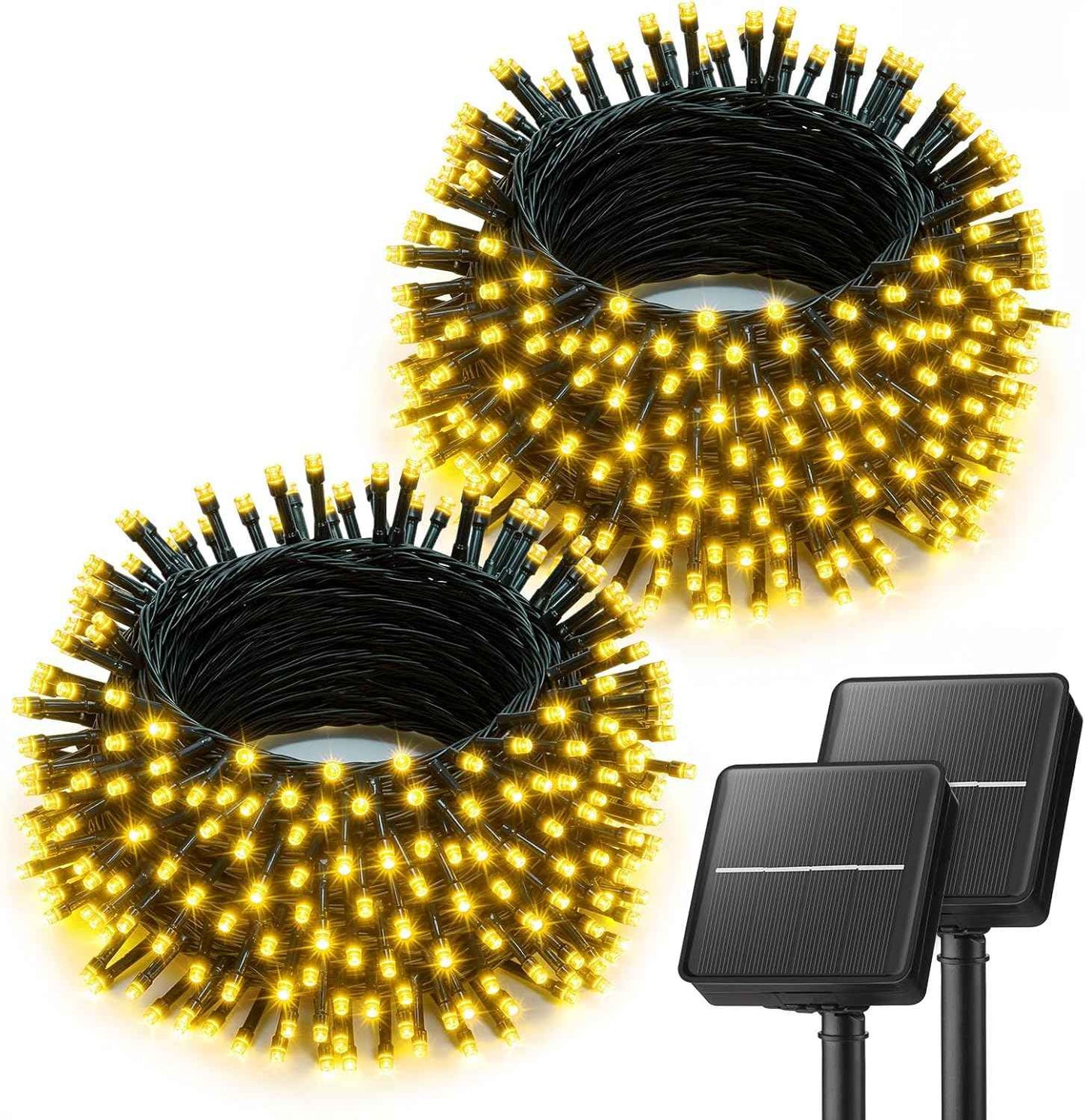 Brightown 2 Pack Solar String Lights Outdoor Waterproof, 80 FT 200 LED Solar Powered Christmas Lights with 8 Modes, Auto On/Off, Patio Lights for Outside Tree Garden Balcony Party Decor (Warm White)