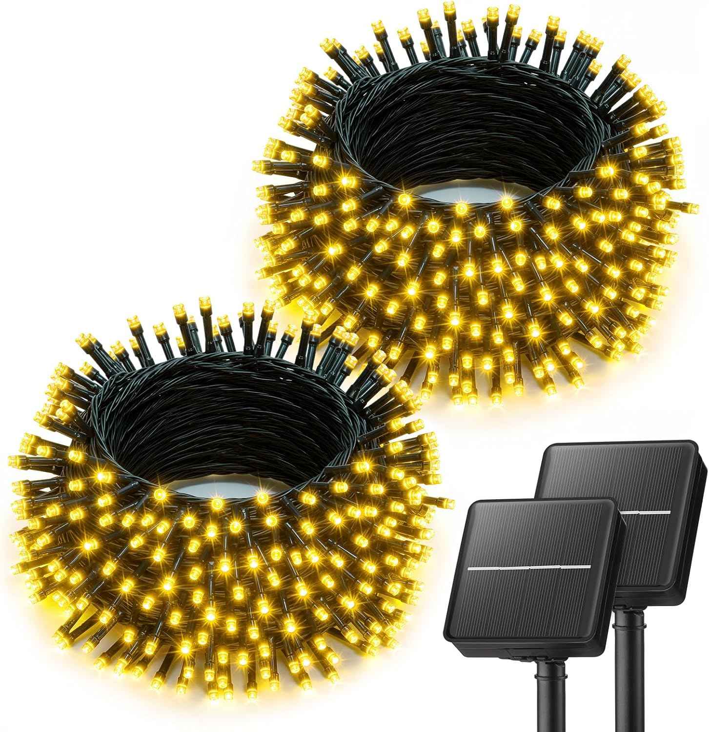Brightown 2 Pack Solar String Lights Outdoor Waterproof, 80 FT 200 LED Solar Powered Christmas Lights with 8 Modes, Auto On/Off, Patio Lights for Outside Tree Garden Balcony Party Decor (Warm White)