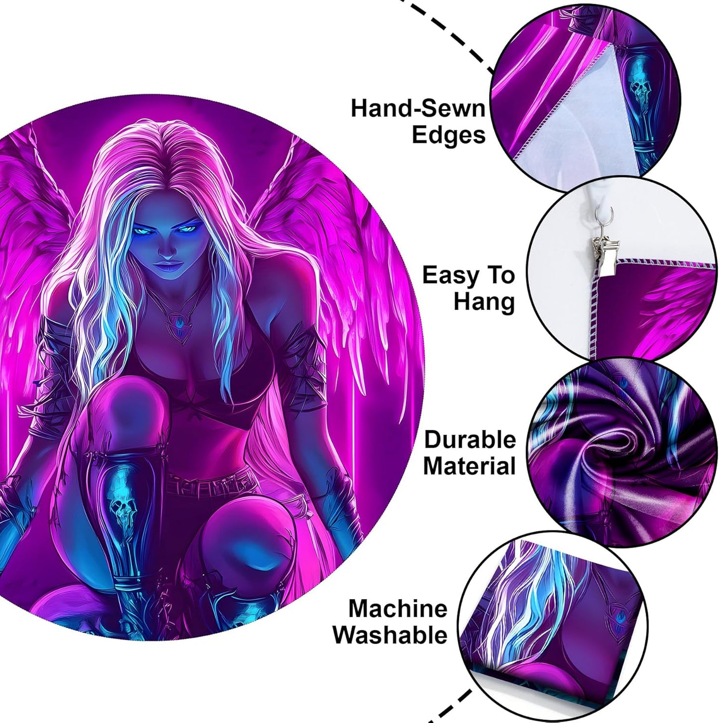 Blacklight Tapestry,WingTapestry Glow In The Dark,UV Reactive Black Light Upright Posters Wall Hanging for Bedroom Dorm Living Room Backdrop Decor (wing8, 59L" x 51W")