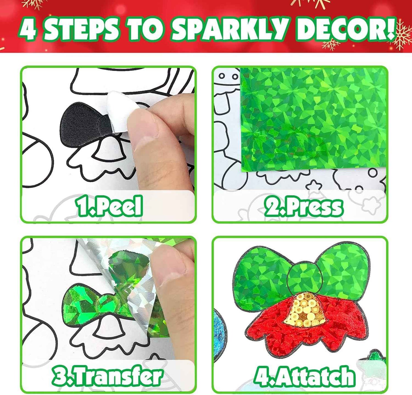 Foil Crafts for Kids, Christmas Crafts for Kids, Christmas Games Cards Craft Kit with Envelopes, DIY Creative Activity Gifts, Arts and Crafts Set for Boys and Girls Ages 4 5 6 7 8 9 10 Toys Gifts