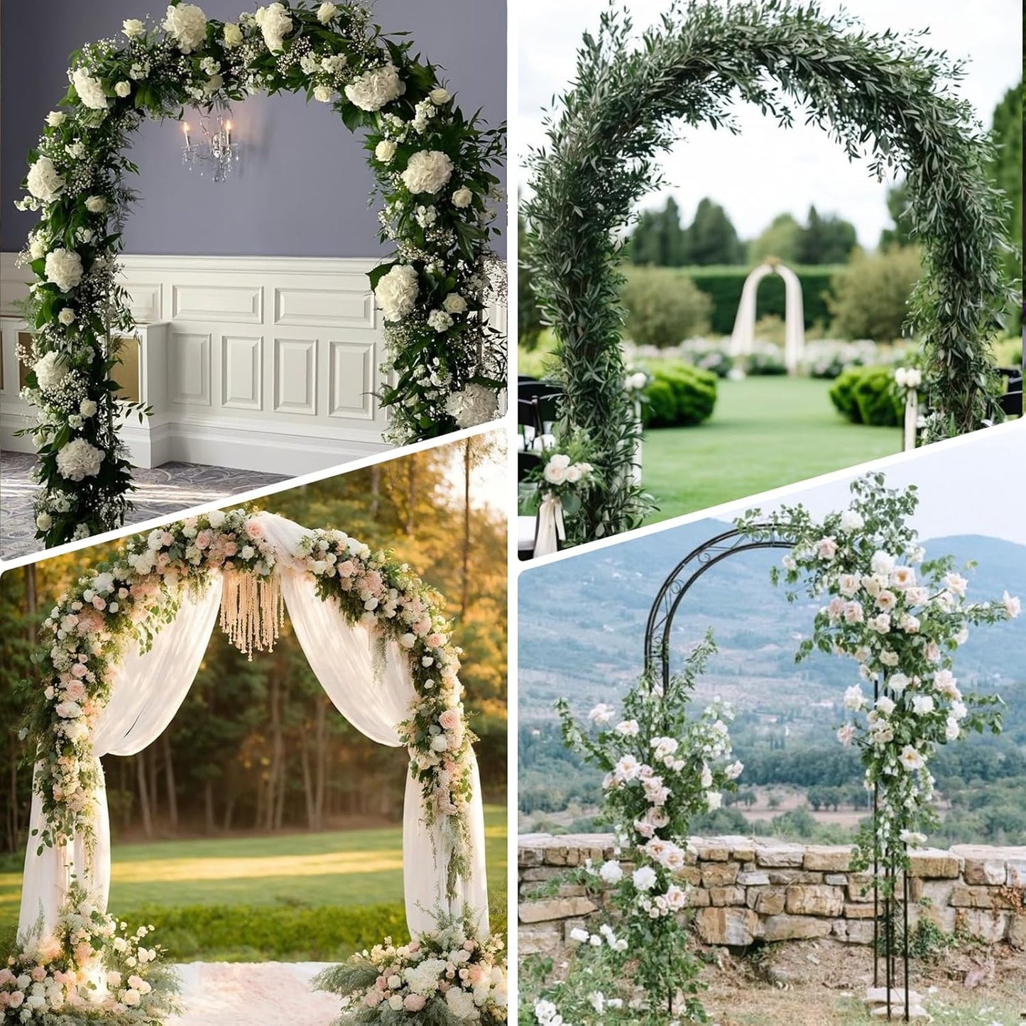 Metal Pergola Arbor Garden Arch - 4.6 * 7.8 or 6.4 * 7.5Ft, Assemble Freely 2 Sizes for Various Climbing Plant, Bridal Party Decoration