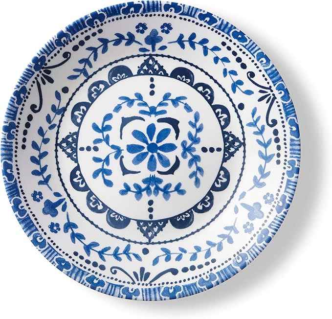 Corelle Vitrelle 18-Piece Service for 6 Dinnerware Set, Triple Layer Glass and Chip Resistant, Lightweight Round Plates and Bowls Set, Portofino