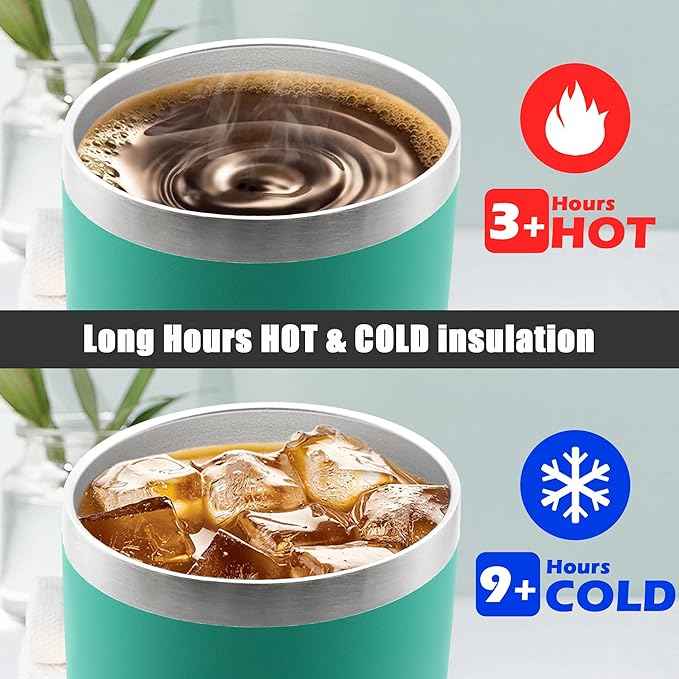 20 oz Tumbler Coffee Travel Tumblers Bulk with Lid Stainless Steel Double Wall Vacuum Insulated Mug Powder Coated Cups fit Car Cupholder for Hot and Cold - Light Blue, 8Pack