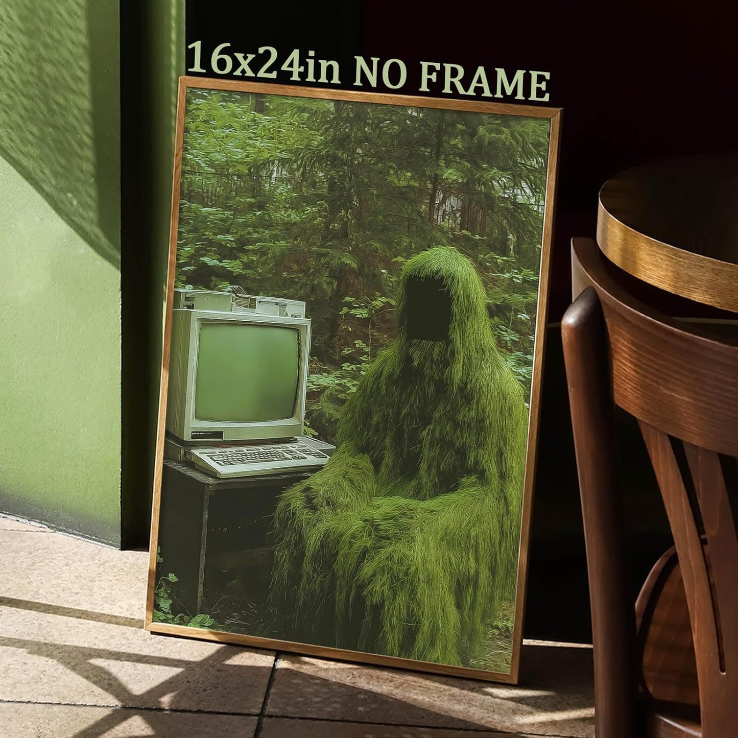 Dark Academia Forest Wall Art Creepy Paintings Vintage Plant Pictures Dark Cottagecore Poster Ghost in Forest Wall Art Gothic Botanical Prints Retro TV Posters Spooky Print Halloween 16x24in Frameless