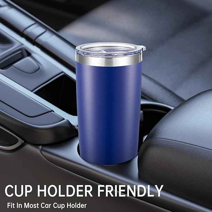 20 oz Tumblers Bulk Stainless Steel Tumbler with Lid Double Wall Vacuum Insulated Coffee Mug 20oz Powder Coated Cup for Hot and Cold Drinks, Blue, 6 pack