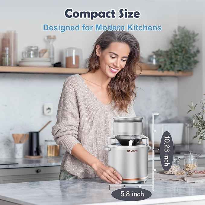 BRIOBITE 1.1 Quart Ice Cream Maker – Electric Ice Cream Machine for Gelato, Milkshakes & Sorbet,Perfect for 2-3 Servings, Easy to Use & Clean,Silver