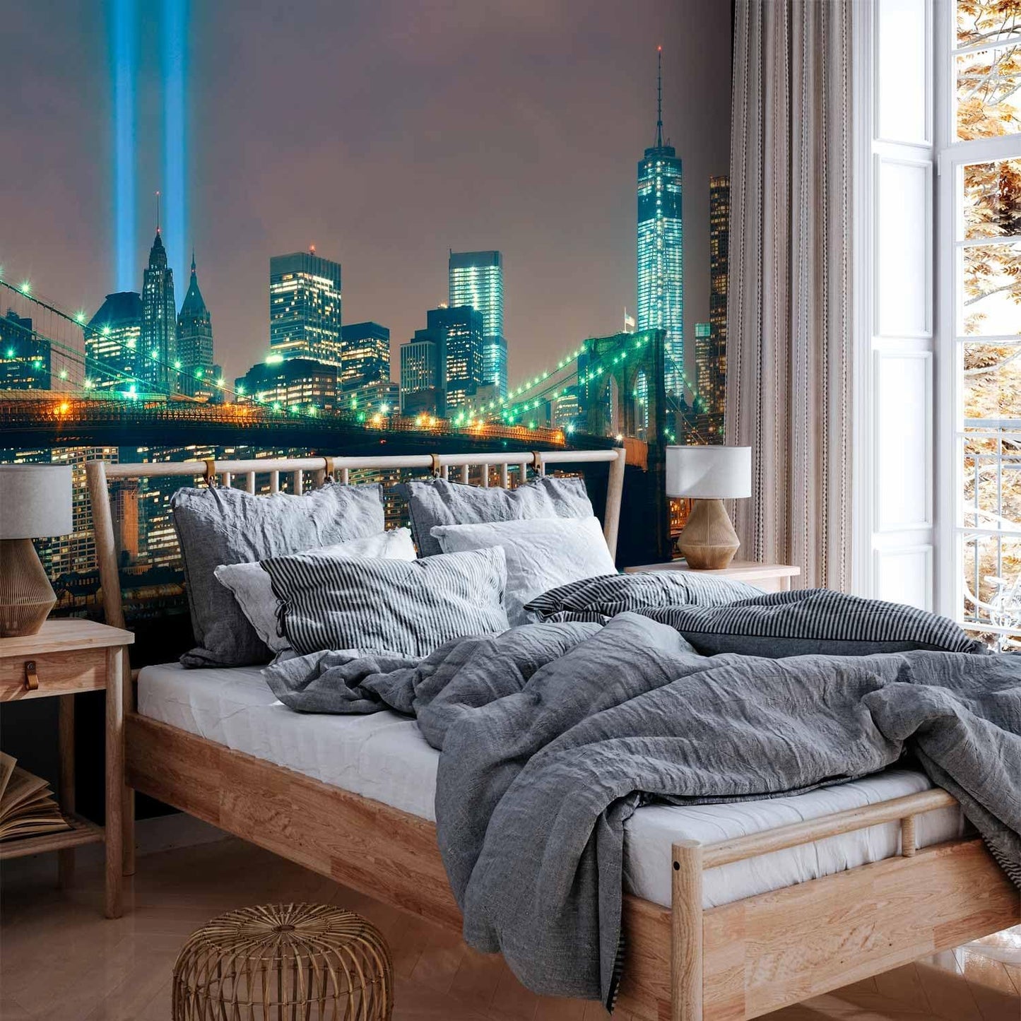 artgeist Wall Mural New York 216x98 in - XXL Non-Woven Corner Wallpaper Fleece Angle Wall Decor Photo Print Picture Image Design Modern Bridge City Panorama Landscape d-A-0035-a-a