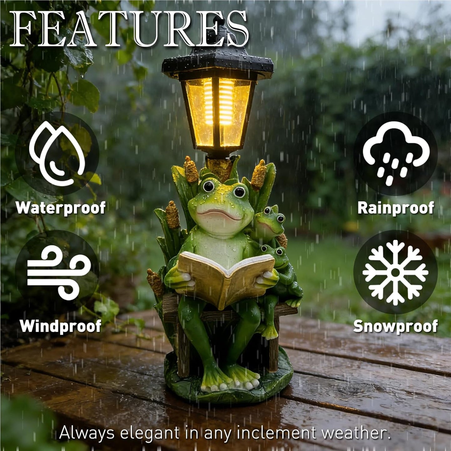 Solar Frog Garden Statue for Outdoor Decor with Lantern - Lawn Decoration 16“ Tall Frog Figurine Lights for Patio, Yard, Porch Ornament - Valentine's Day Gifts for Mom, Grandma, Women
