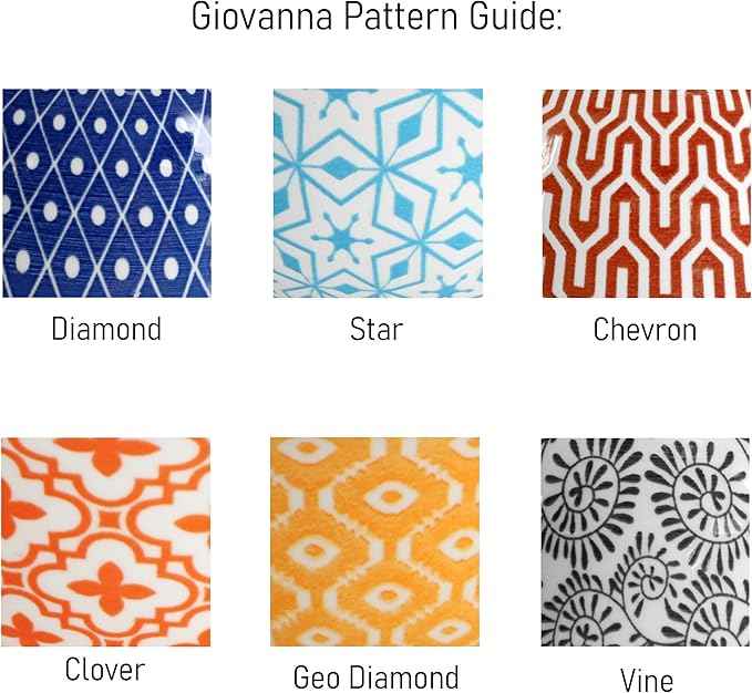 Elama Giovanna 6 Piece Assorted Design Porcelain Multi-Color Graphic Bowl Set, Tableware, Serveware, Dinnerware Set, Bowl Set (6 Piece)
