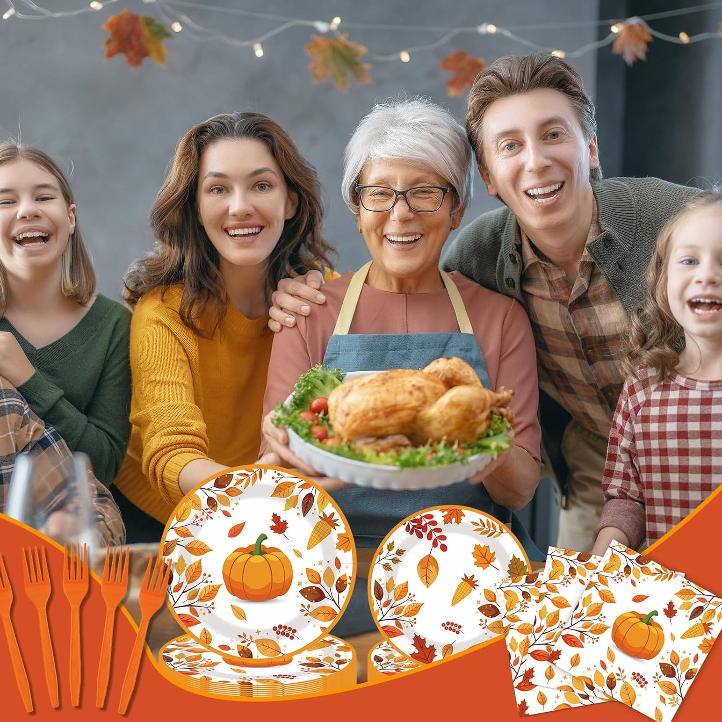 80pcs Fall Thanksgiving Paper Plates and Napkins Forks Dinner Cake Plates Autumn Leaves Pumpkin Party Decorations for Fall Thanksgiving Holiday Wedding Birthday,Serves 20 (fall)