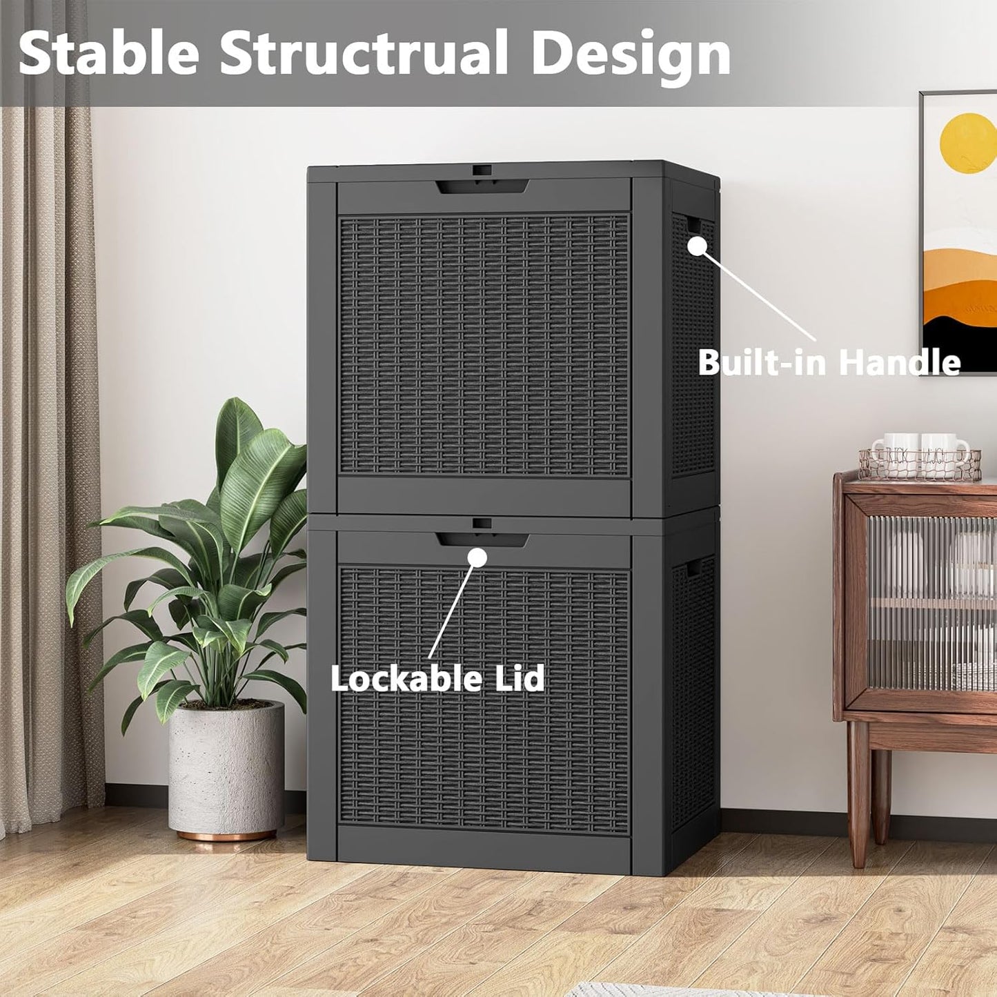 31 Gallon Deck Box, Resin Outdoor Storage Box, Waterproof and UV Resistant Deck Box, Lightweight Storage Box for Garden Tools, Pool Supplies