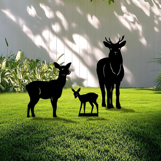 3 Pack Deer Metal Garden Decorative Stakes, Weather Proof Silhouette Statues for Yard, Patio,Outdoor Decor for Deer Lovers and Pet Owners