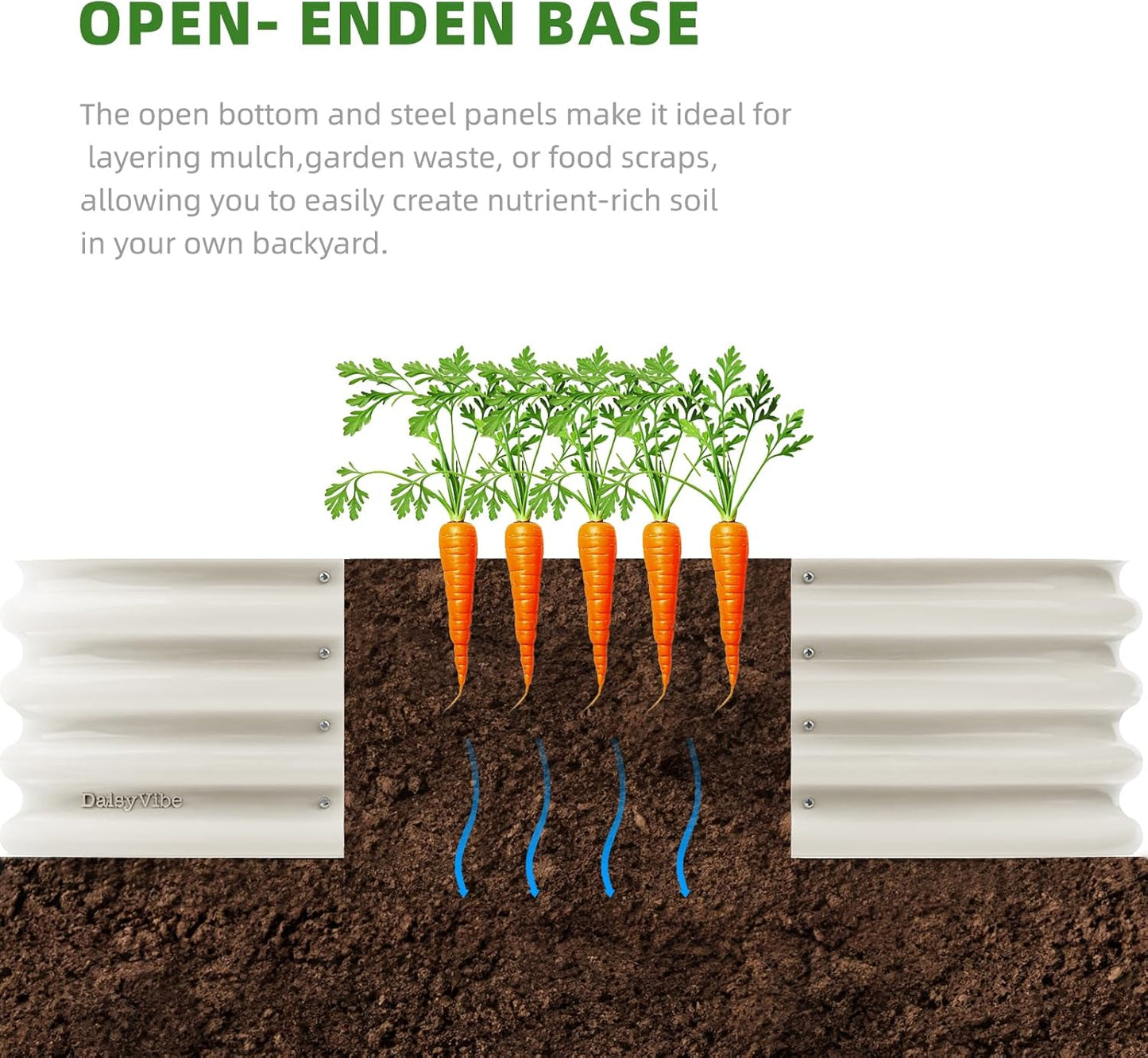 DaisyVibe Raised Garden Bed Kit, Planter Raised Garden Boxes Outdoor, Oval Large Metal Raised Garden Beds for Vegetables Flowers (White, 5ftx2ftx1ft)