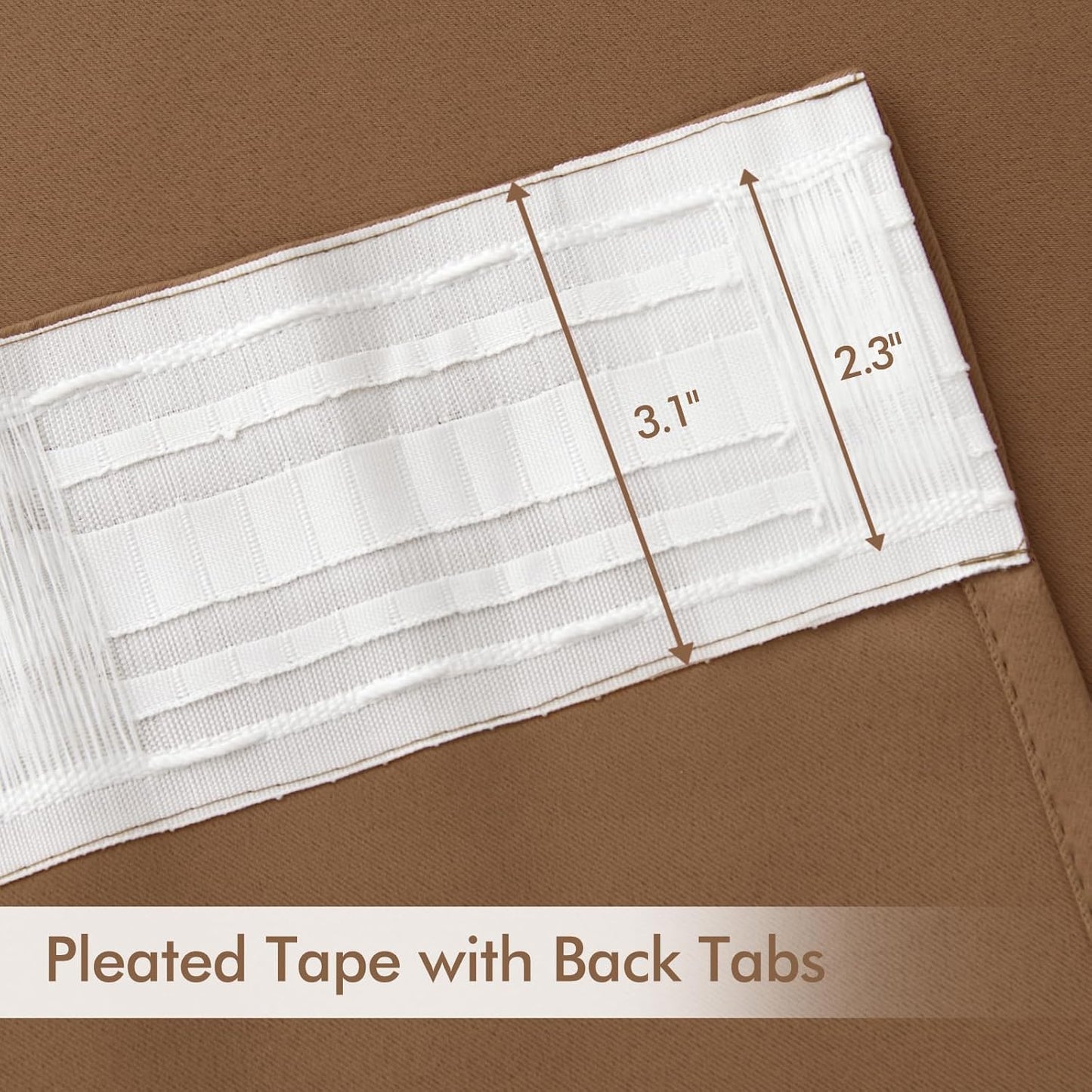 MIULEE Back Tab Blackout Curtains 102 Inch Long 2 Panels Set for Living Room Bedroom, Rod Pocket/Pinch Pleated Thermal Insulated Room Darkening Light Blocking Floor to Ceiling Drapes, Cappuccino Brown