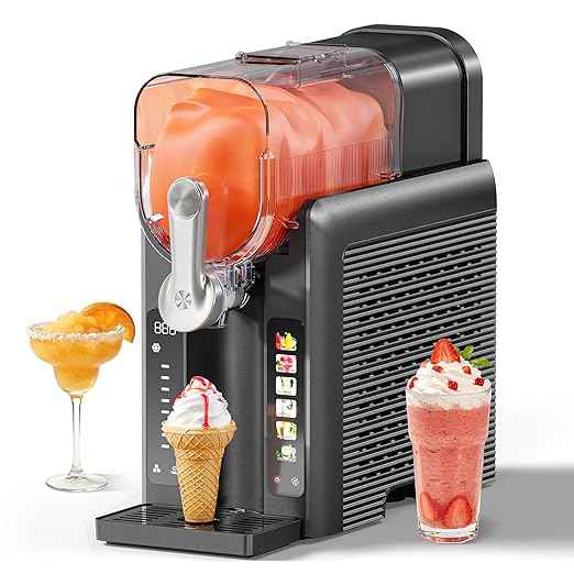 Slushie Machine for Home, No Ice Needed Frozen Drink Maker with Auto-Clean, LED Display, Perfect for Margaritas, Frappés, Milkshakes and More, Family Gatherings & Home Bar, Graphite, 1 Pack+6 Modes