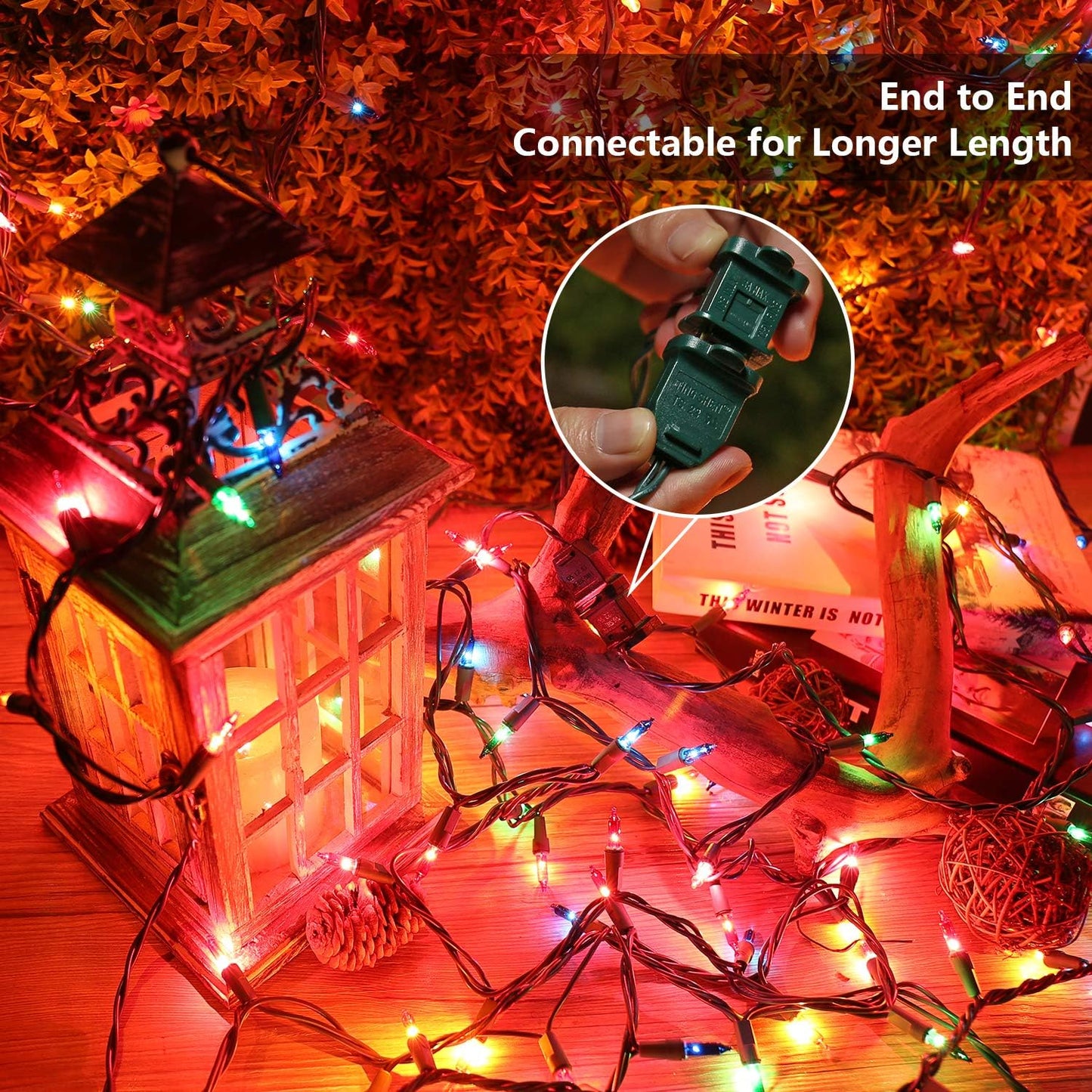 BrizLabs Multicolored Christmas Lights, 69.6ft 300 Count Connectable Christmas Tree Lights, 120V UL Certified Incandescent Light String, Mini Xmas Light for Indoor Xmas Holidays Home Decoration