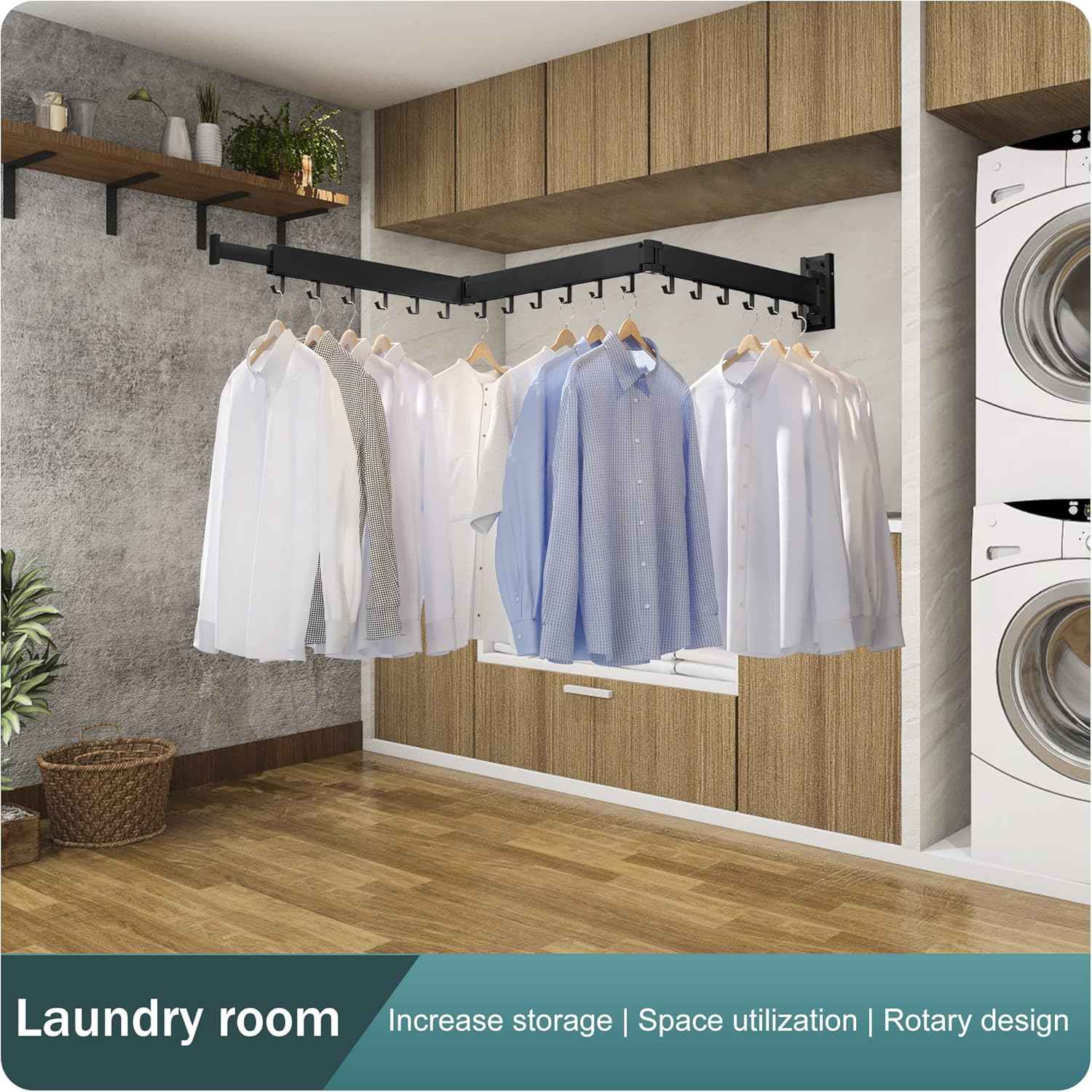 LIENAHU Clothes Drying Rack Wall Mounted,Drying Rack Clothing,Laundry Drying Rack,Wall Mount Clothes Hanger Rack,Laundry Rack Folding,Retractable Clothing Rack,Collapsible Clothes Hanging Rack